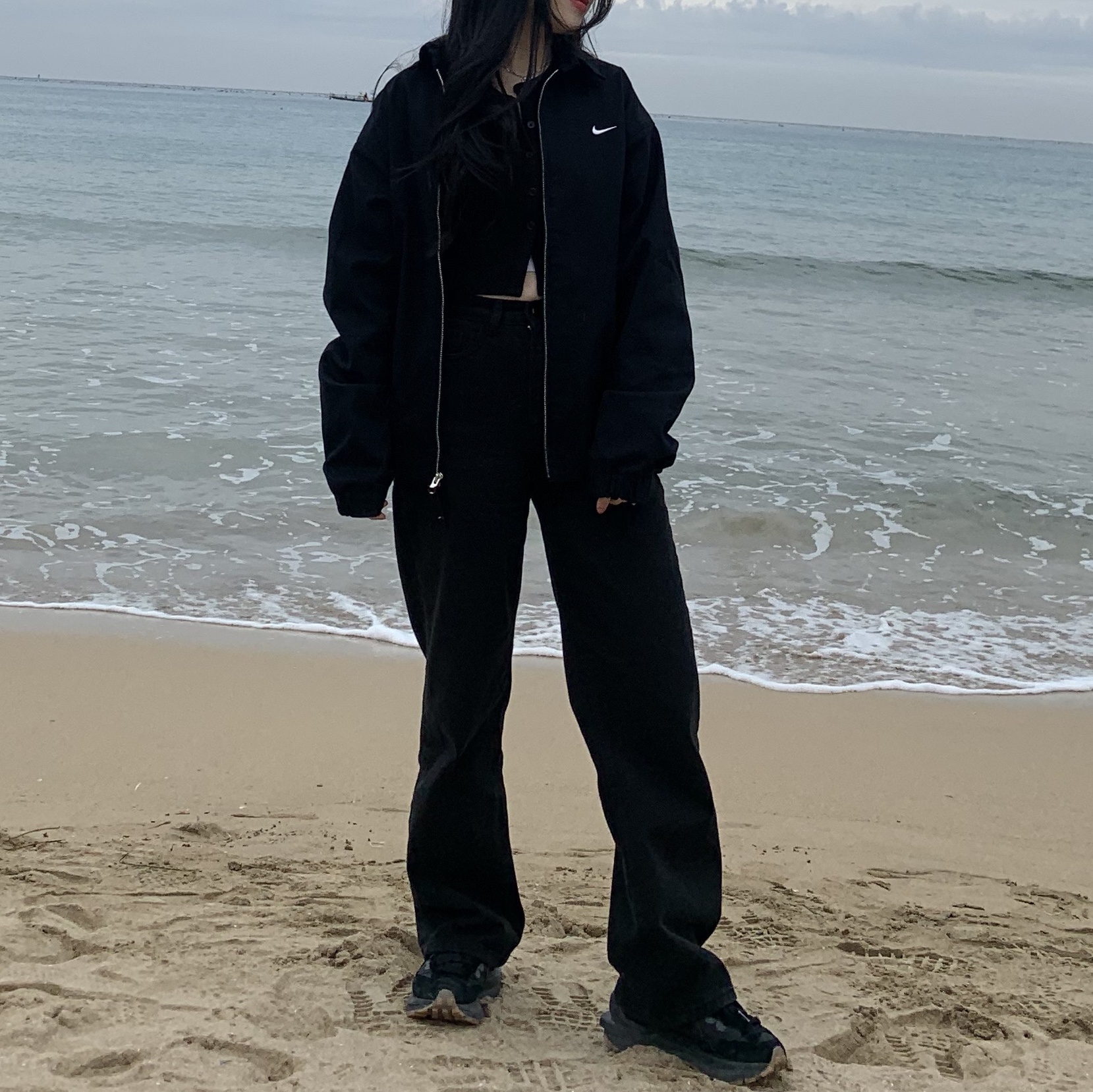Nike x Sacai VaporWaffle Black and Gum 착용 스타일