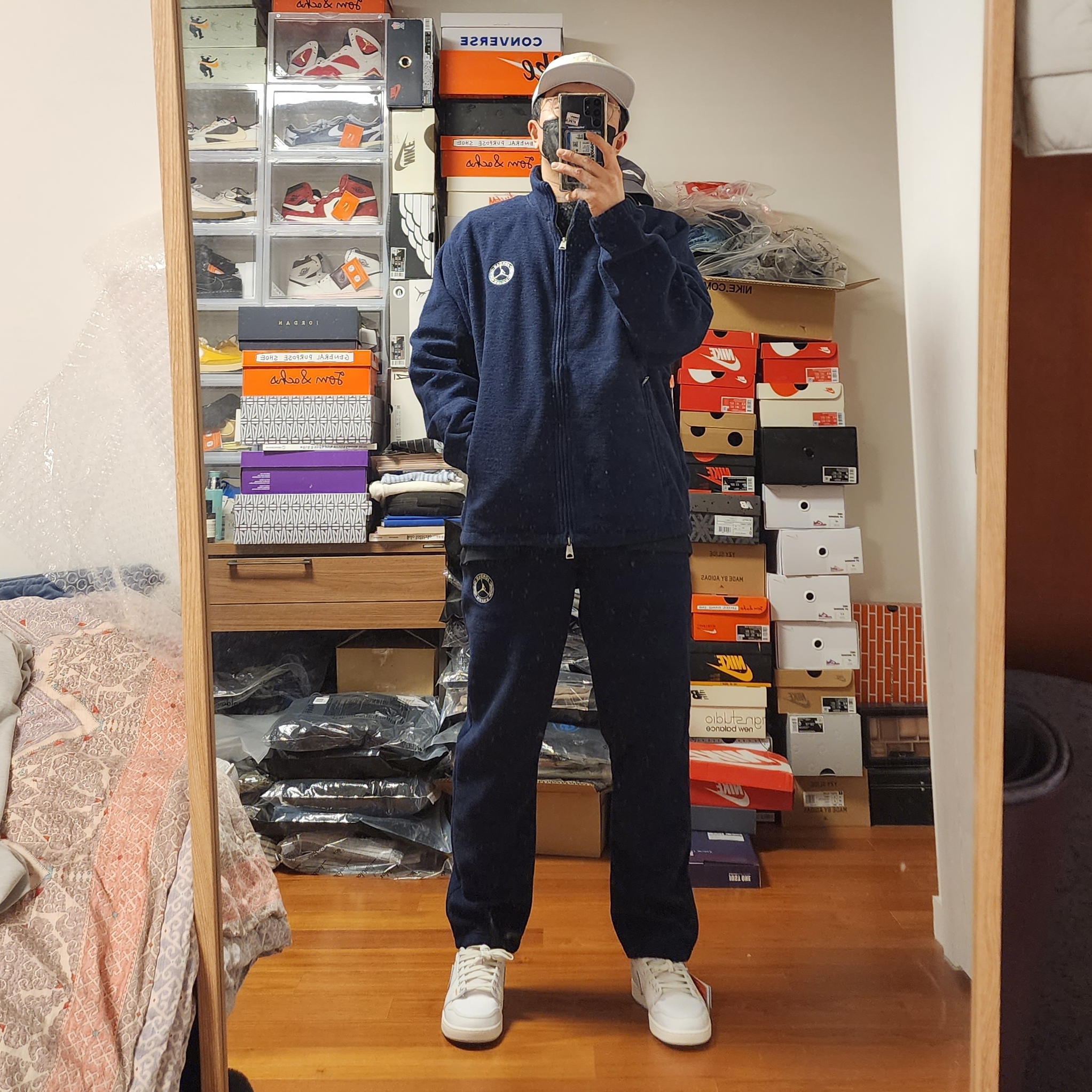 Jordan 1 x Union KO Low White, Jordan x Union Long Sleeve T-Shirt Black - Asia 착용 스타일 - 2