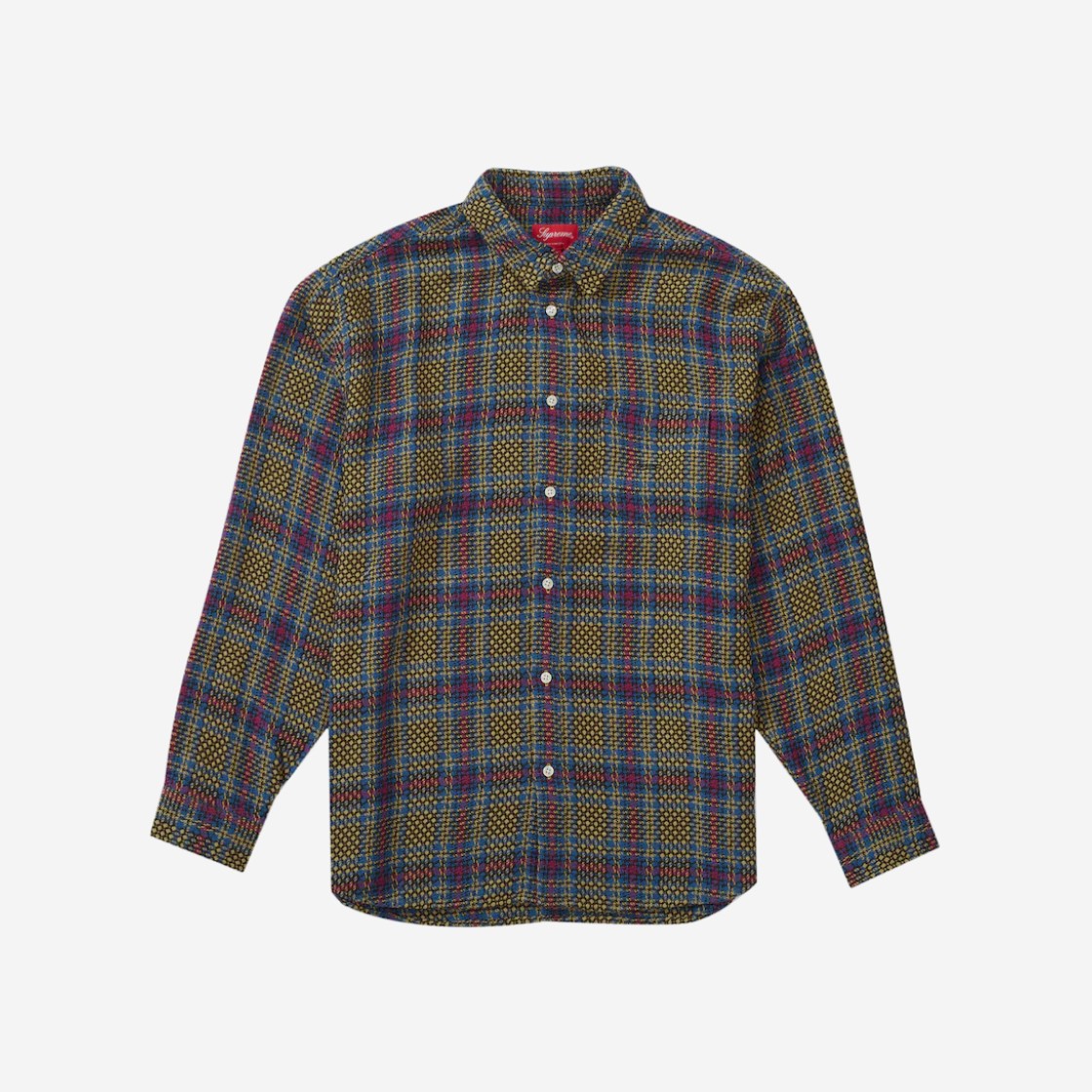 Supreme Basket Weave Plaid Shirt Yellow - 23SS 상세 이미지 1