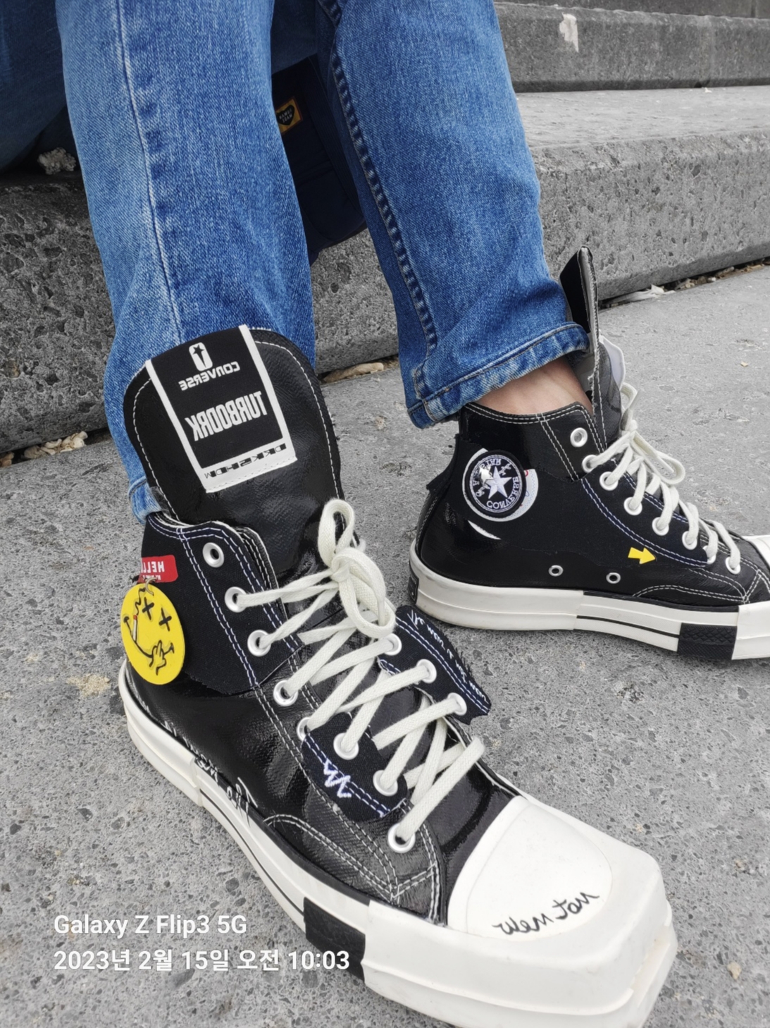 Converse x Drkshdw Turbodrk Chuck 70 Hi Black 착용 스타일 - 2