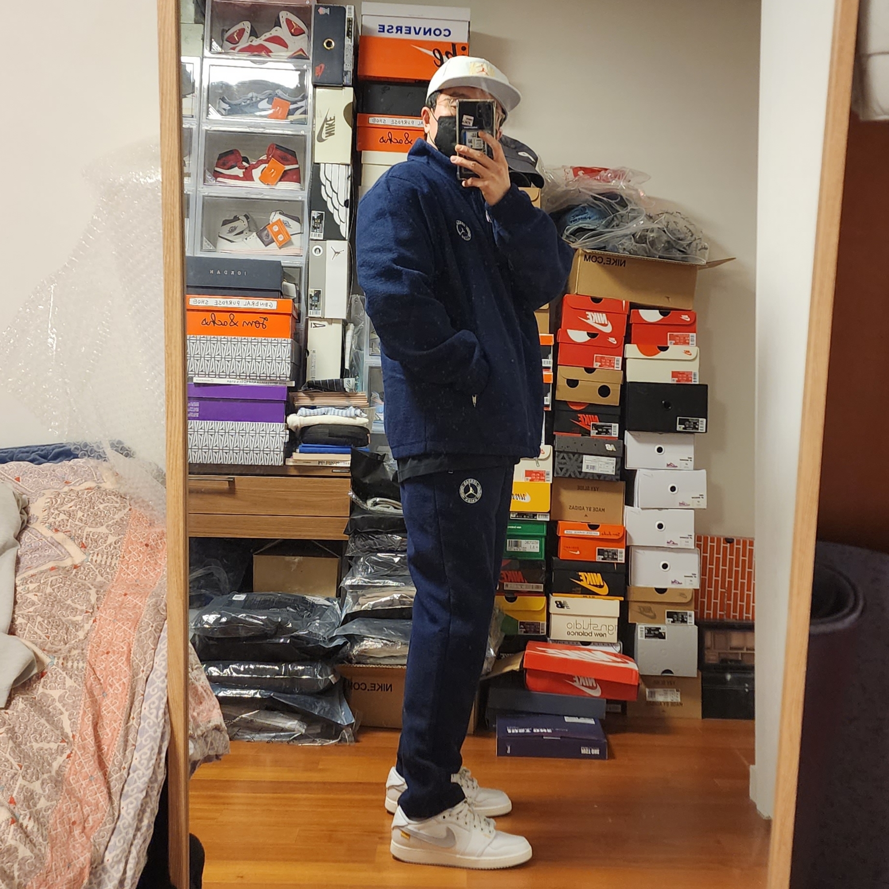 Jordan 1 x Union KO Low White, Jordan x Union Long Sleeve T-Shirt Black - Asia 착용 스타일 - 3
