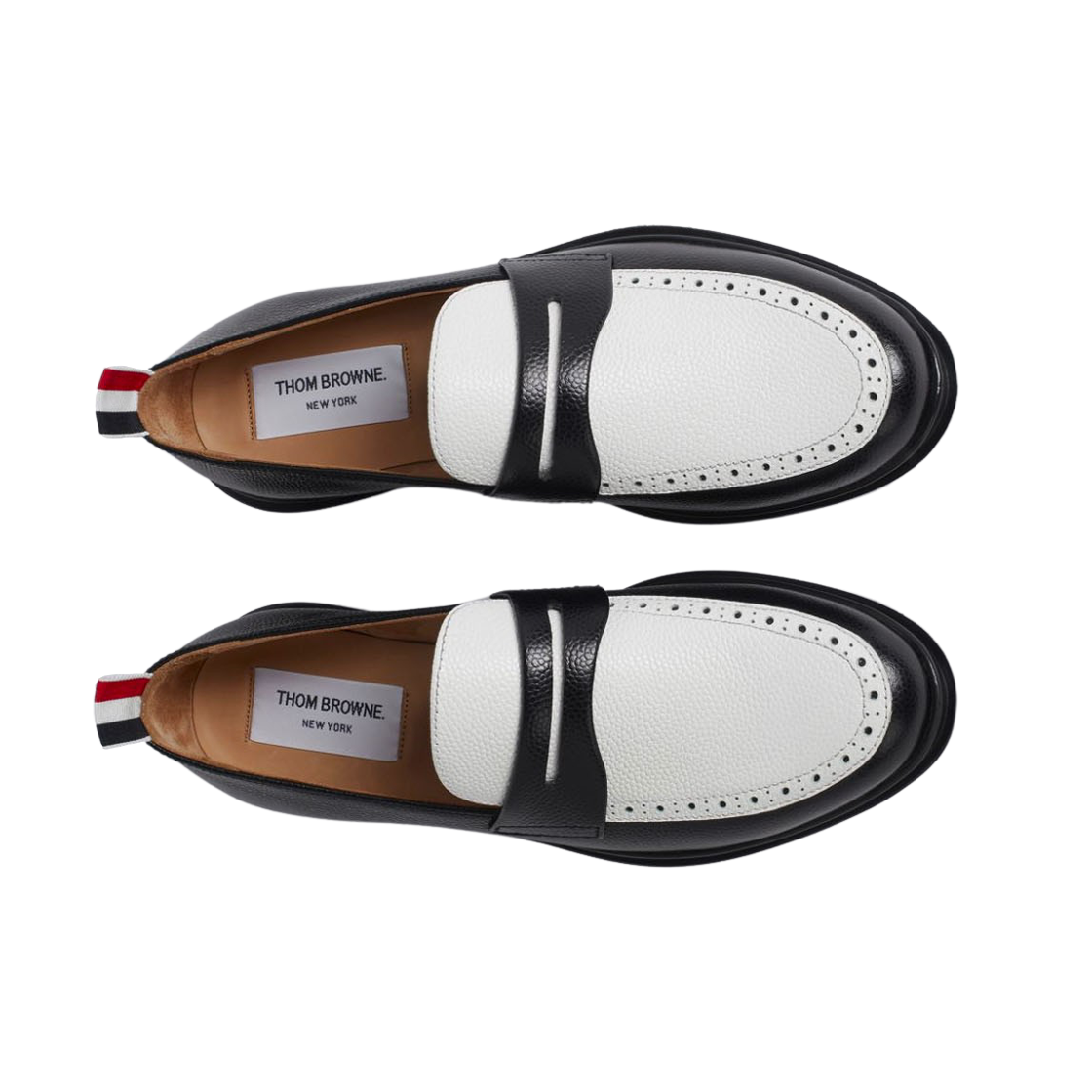 (W) 톰브라운 라이트웨이트 솔 페니 로퍼 블랙 화이트((W) Thom Browne Lightweight Sole Penny Loafer Black White) - 2