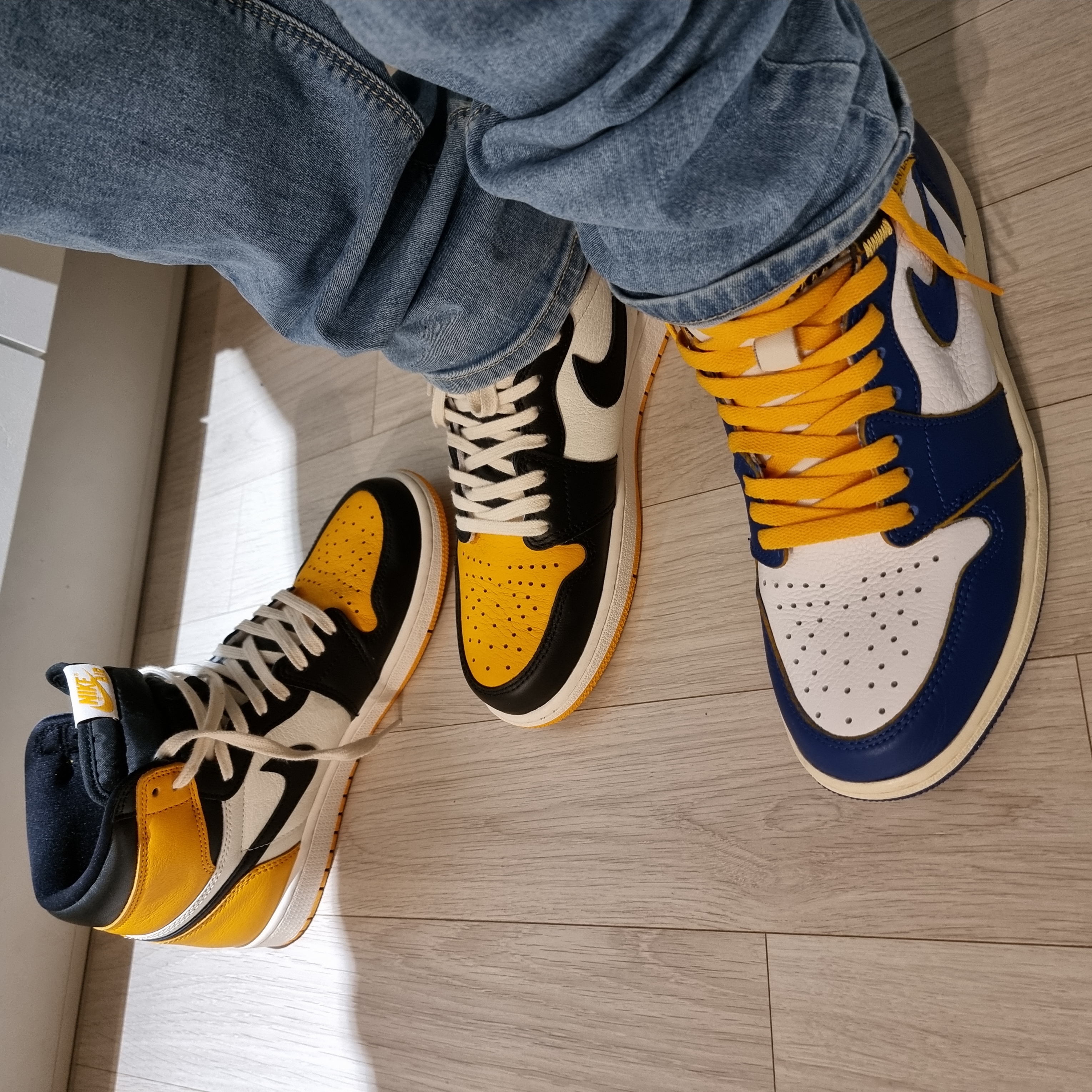 Jordan 1 x Union Retro High Blue Toe, Jordan 1 Retro High OG Taxi 착용 스타일