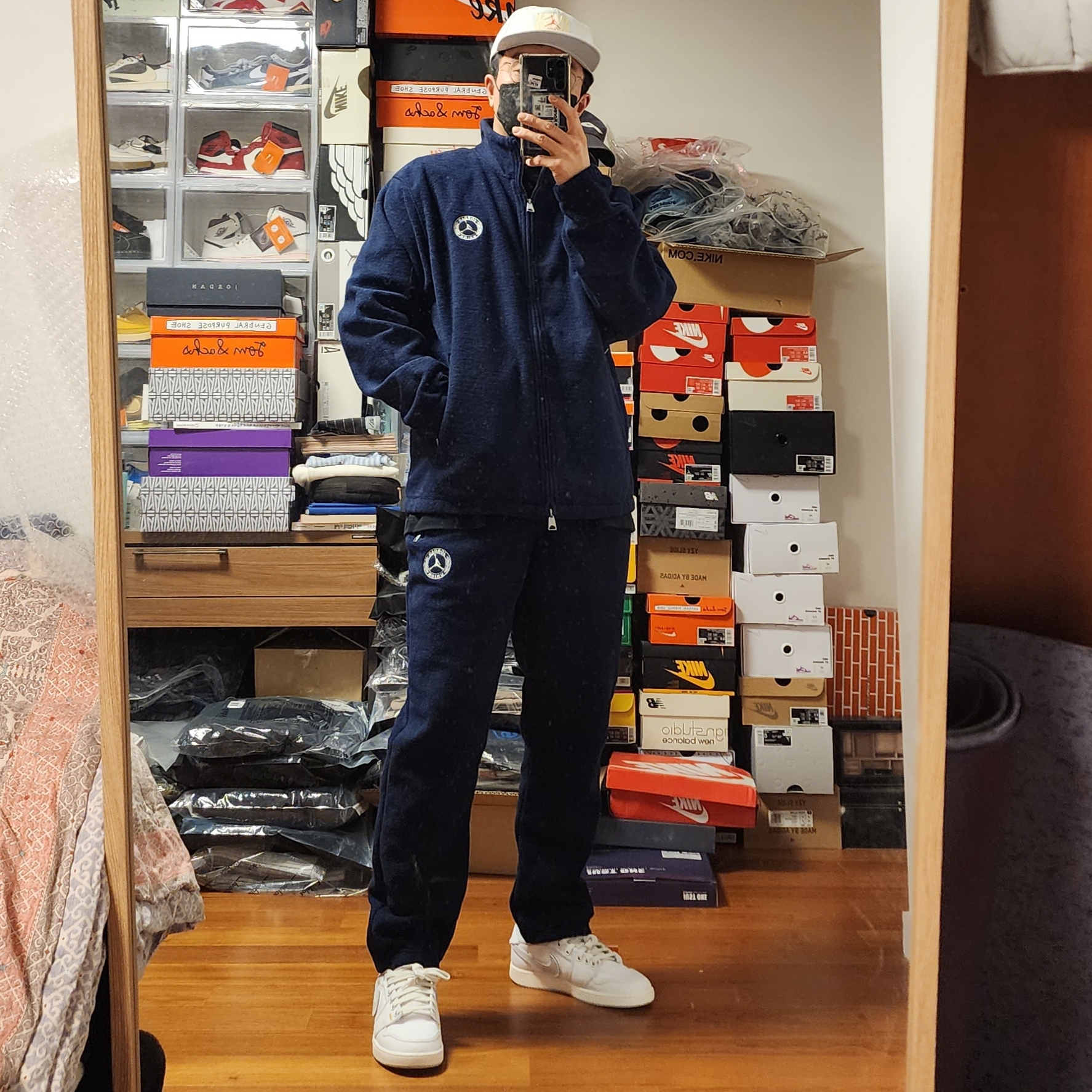 Jordan 1 x Union KO Low White, Jordan x Union Long Sleeve T-Shirt Black - Asia 착용 스타일 - 1