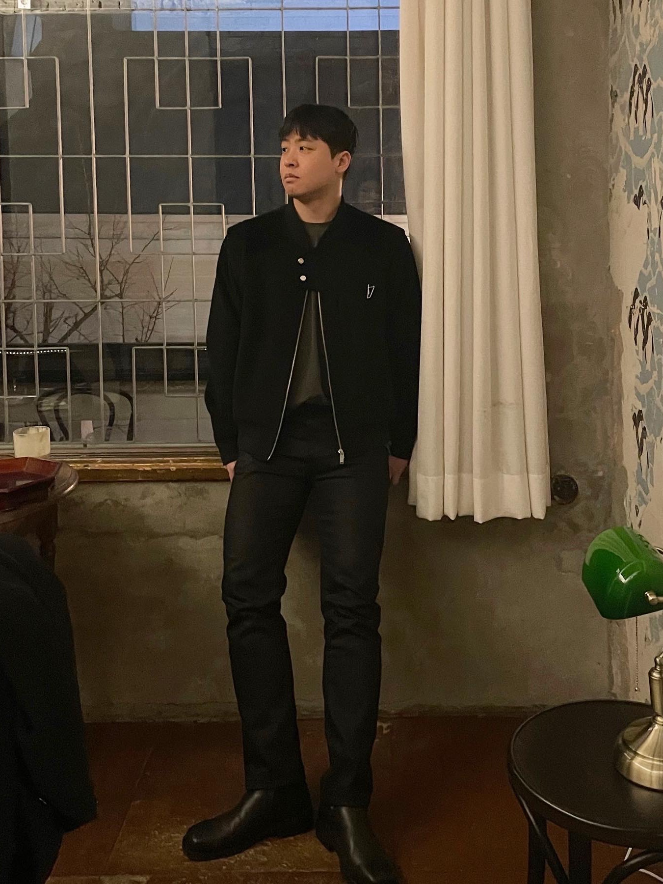 Undermycar Gaudin Alpaca Shoulder Wool Blouson Moonless Night - 22SS 착용 스타일