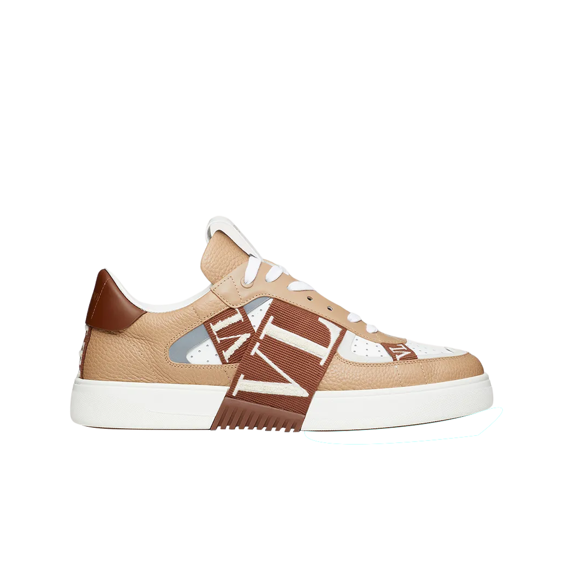 발렌티노 송아지 가죽 & 패브릭 밴드 VL7N 로우탑 스니커즈 카멜 초콜릿 브라운 아이스(Valentino Calfskin VL7N Low-Top Sneakers with Bands Camel Chocolate Brown Ice) - 1