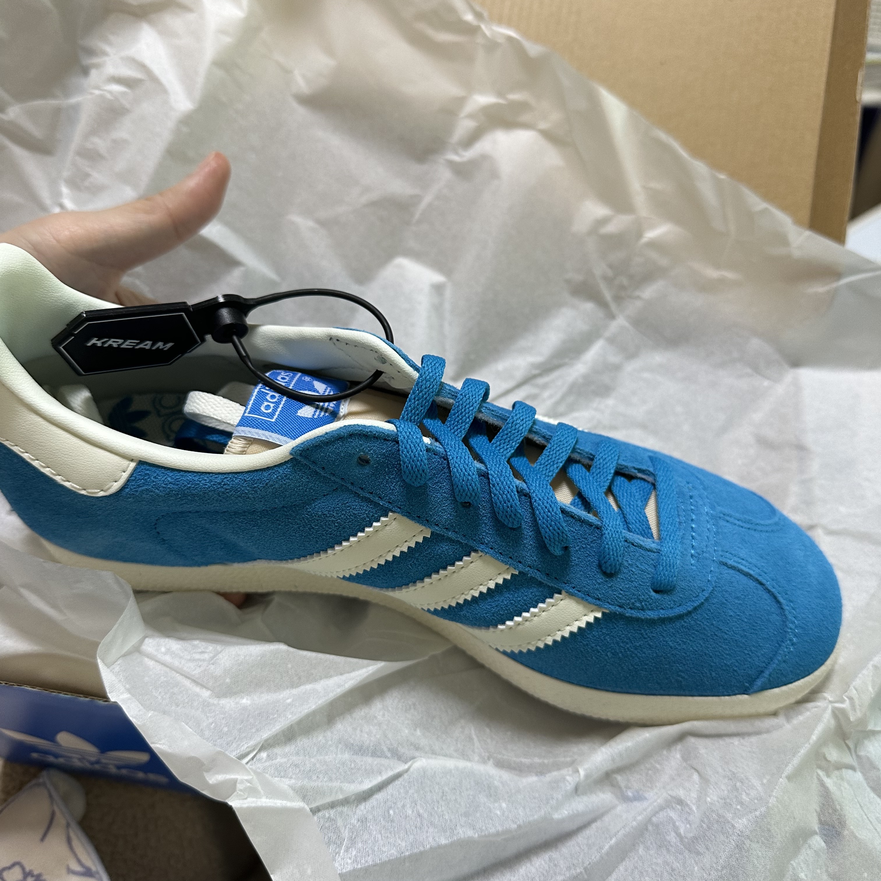 Adidas Gazelle Bold Aqua Off White 착용 스타일