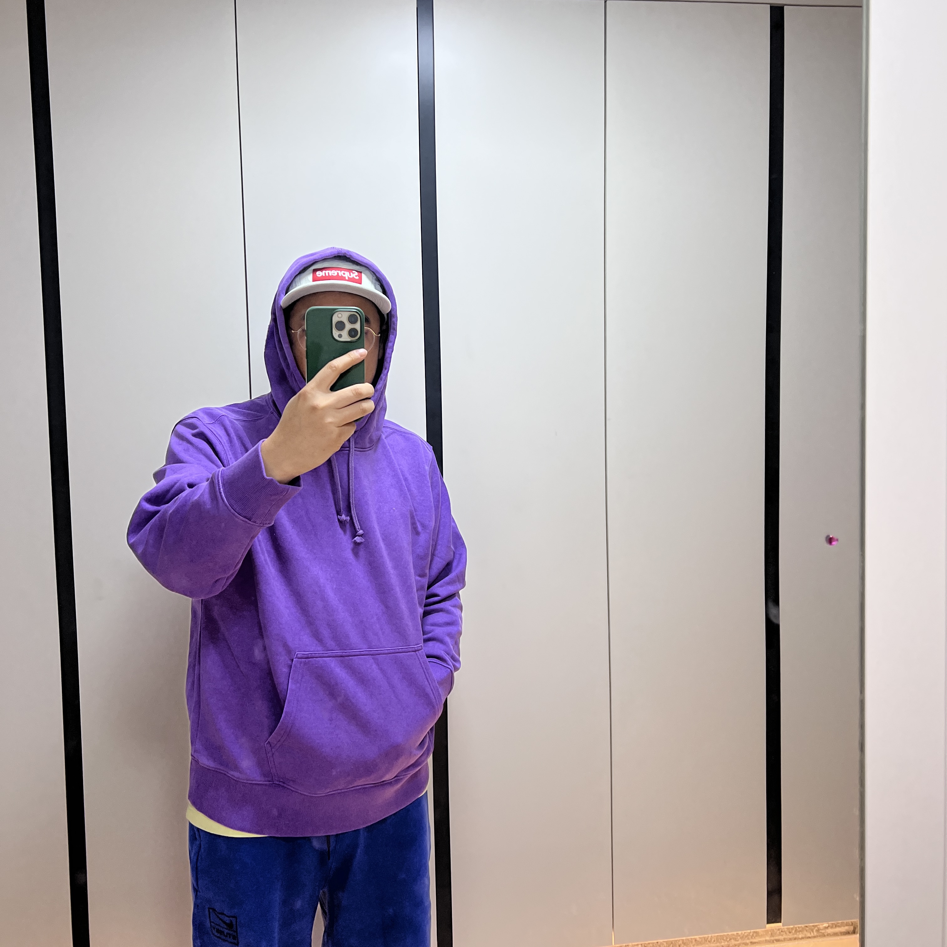 Supreme x The North Face Pigment Printed Hooded Sweatshirt Purple - 22FW 착용 스타일