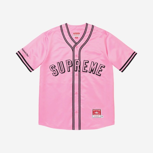 Supreme Mitchell & Ness Satin Baseball Jersey Pink - 23SS
