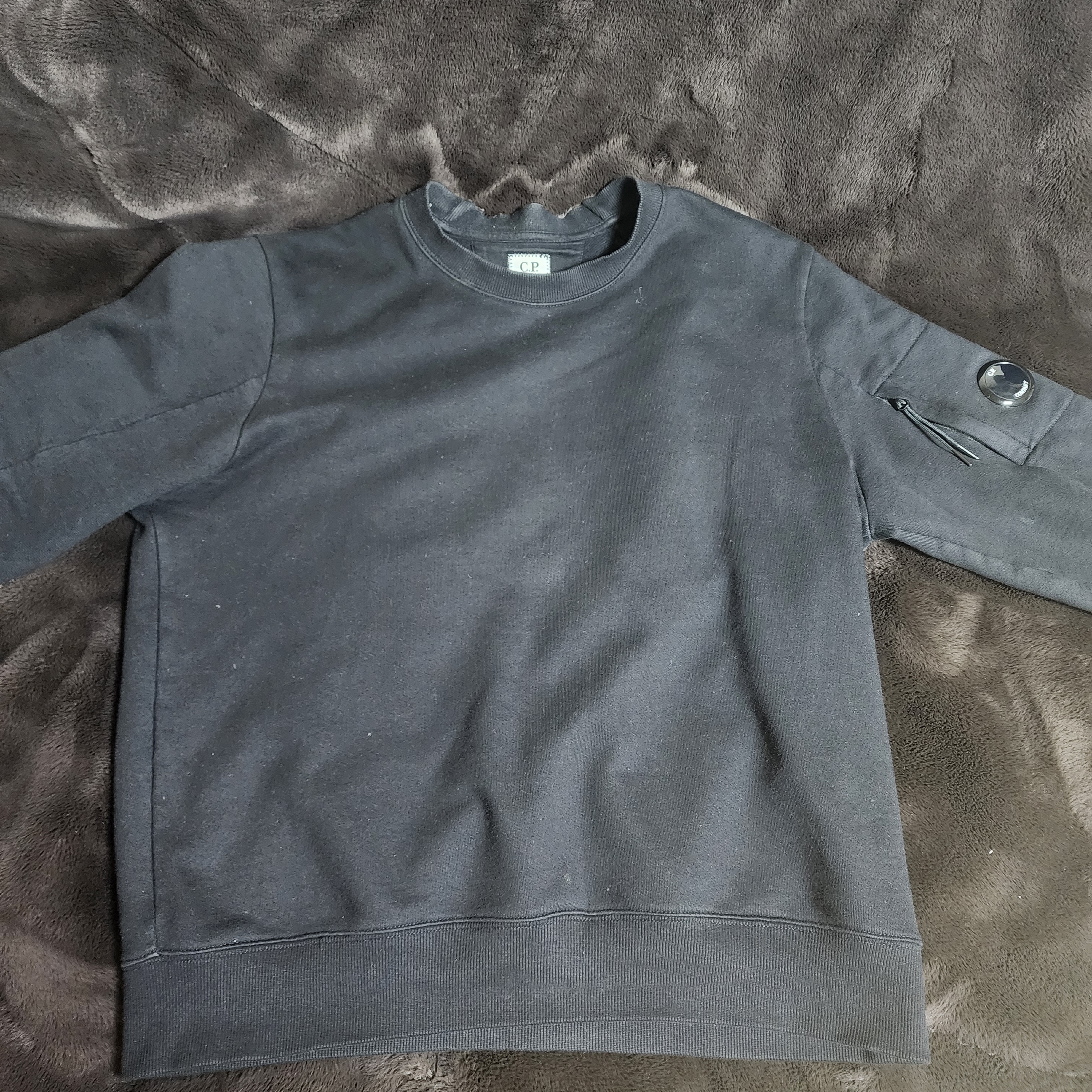 C.P. Company Diagonal Raised Fleece Sweatshirt Black - 21FW 착용 스타일 - 1