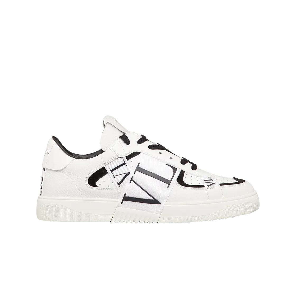 발렌티노 송아지 가죽 & 패브릭 밴드 VL7N 로우탑 스니커즈 화이트 블랙(Valentino Calfskin VL7N Low-Top Sneakers with Bands White Black) - 1