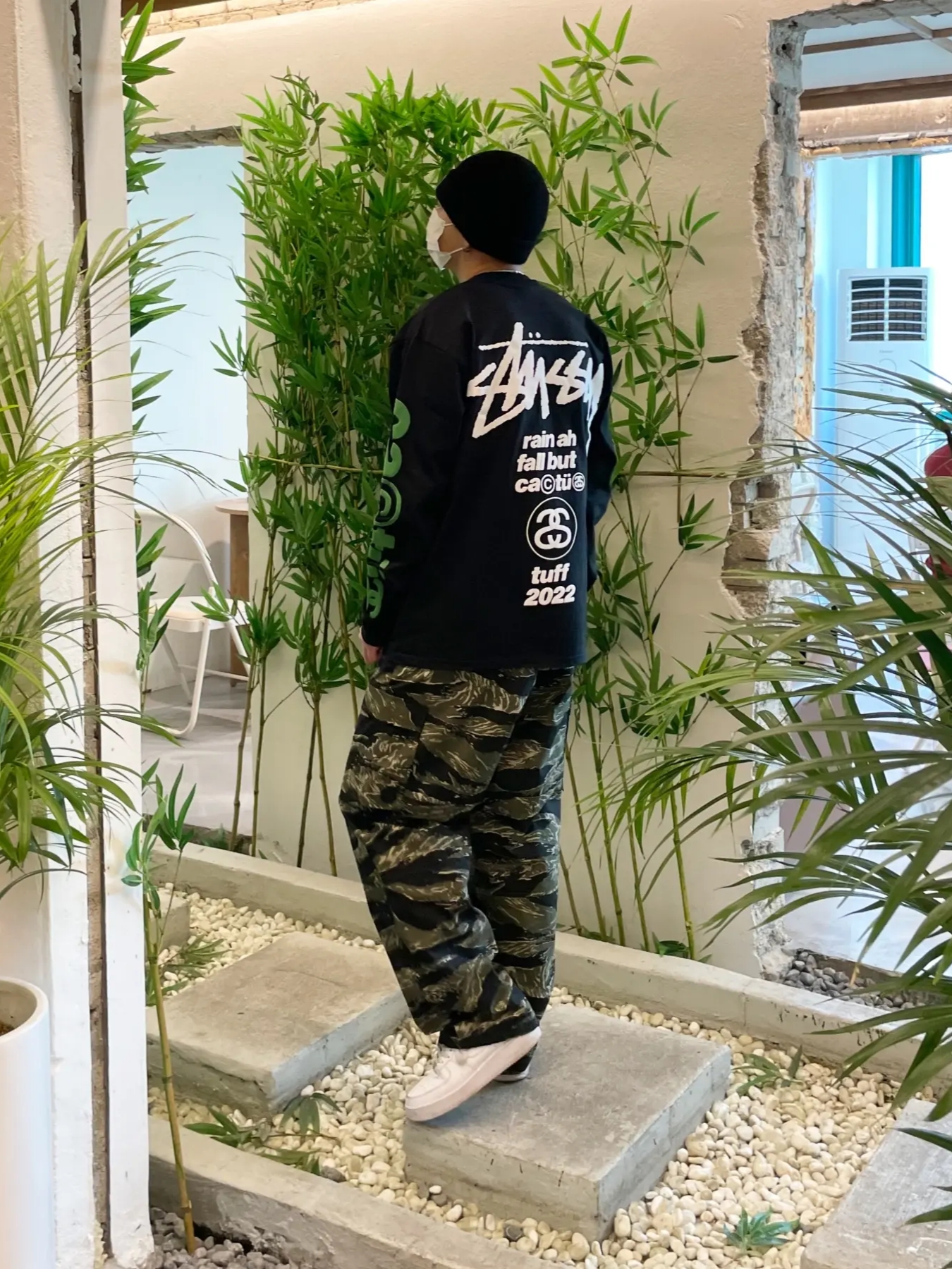 Stussy x Cactus Plant Flea Market Sport LS T-Shirt Black, Nike Air Force 1 '07 Low White 착용 스타일 - 2