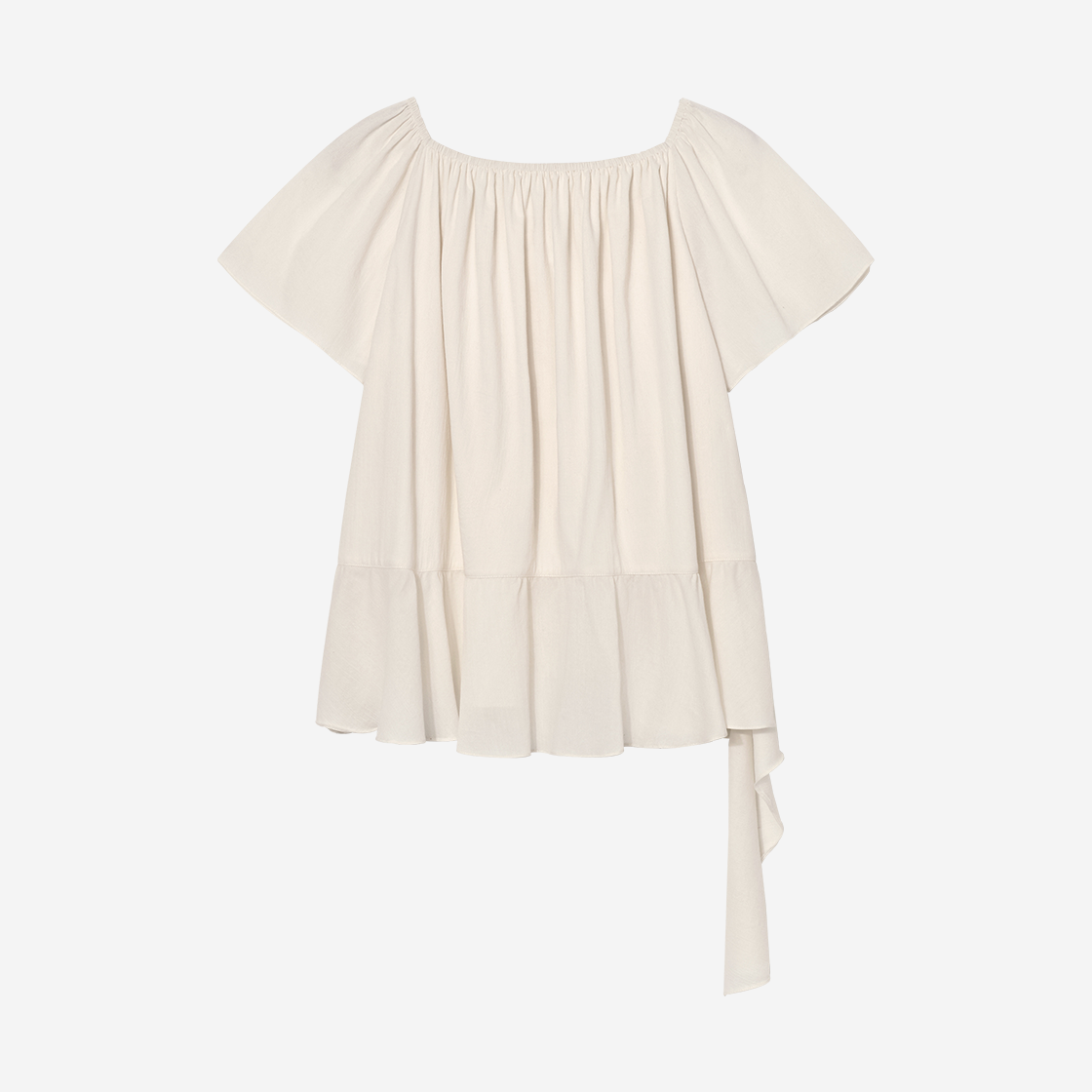 킨더살몬 우먼 스퀘어 넥 러플 블라우스 크림(Kindersalmon Women Square Neck Ruffle Blouse Cream) - 2