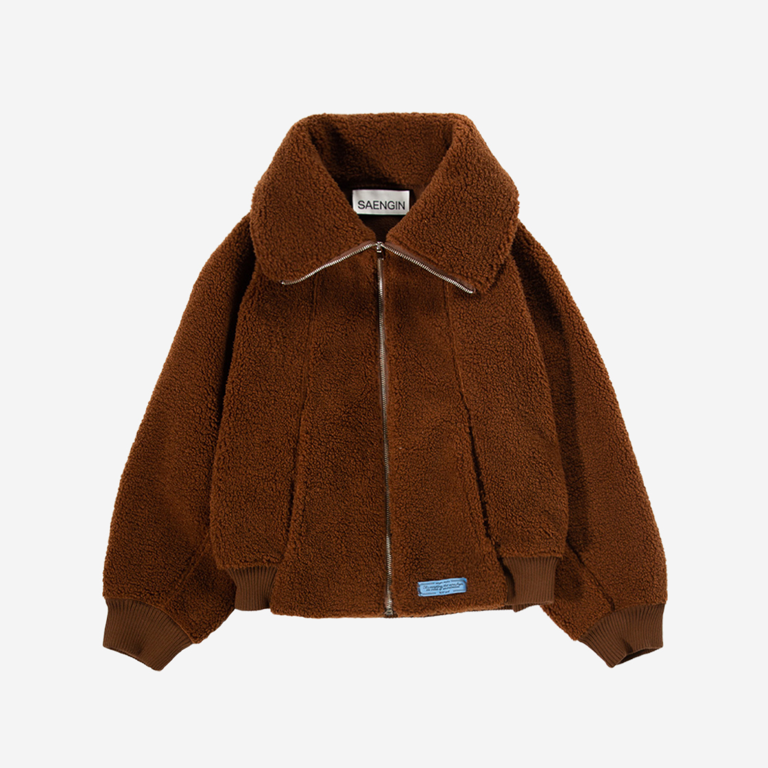 22SSBG00001BR Saenginstudios Women Fleece Zip Up Jacket Brown