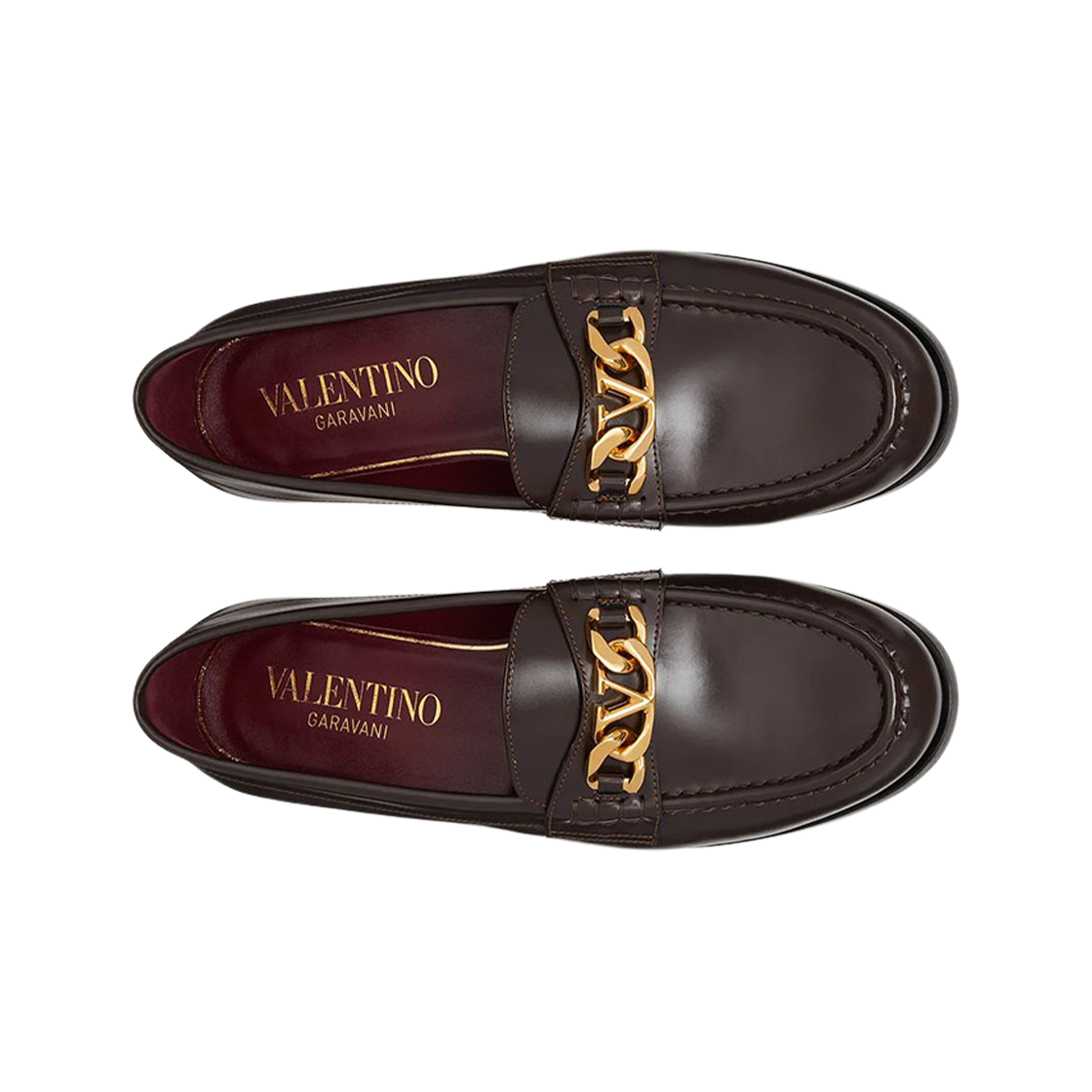 발렌티노 브이로고 체인 카프스킨 로퍼 비터 초콜릿(Valentino Vlogo Chain Calfskin Loafers Bitter Chocolate) - 2