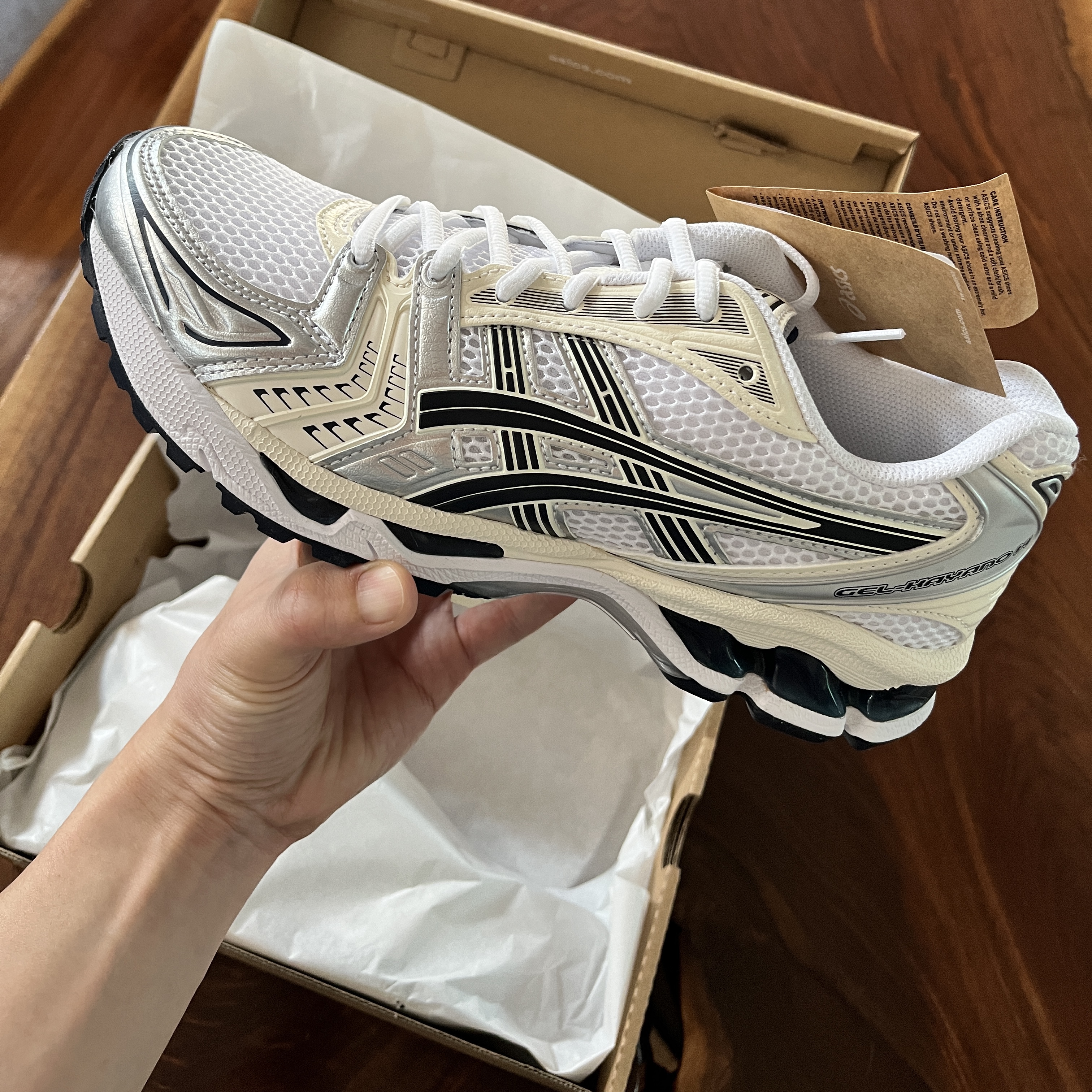 (W) Asics Gel-Kayano 14 White Midnight 착용 스타일 - 1