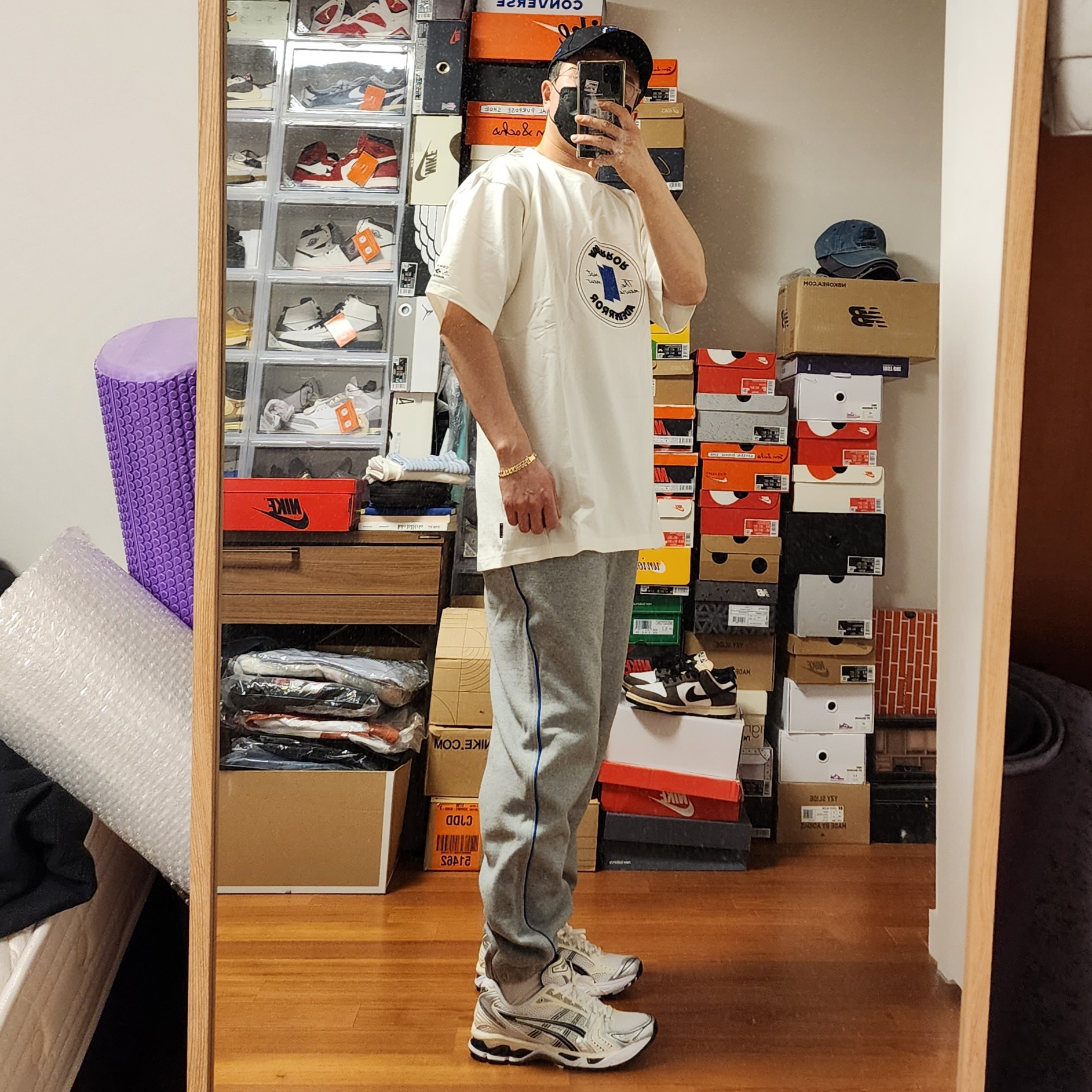 Converse x Ader Error Shapes Pants Vintage Grey Heather, Converse x Ader Error Shapes T-Shirt Cloud Dancer 착용 스타일 - 3