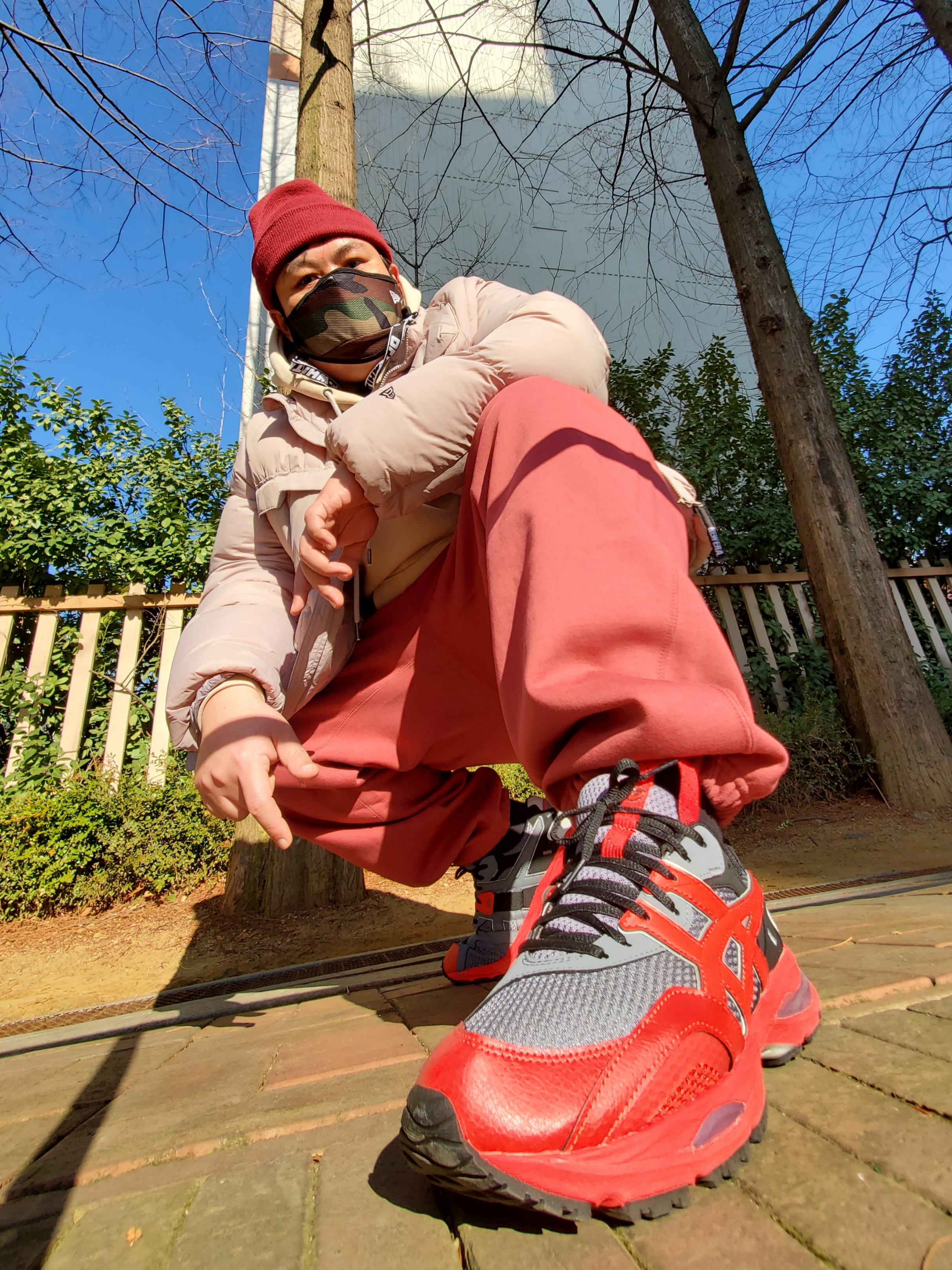 Nike NRG Solo Swoosh Fleece Pants Cedar - US/EU, Asics HS2-S Gel-MC Plus Classic Red 착용 스타일 - 4
