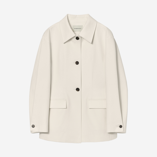 P0000DHF Kindersalmon Women Hourglass Shape Half Jacket Off White