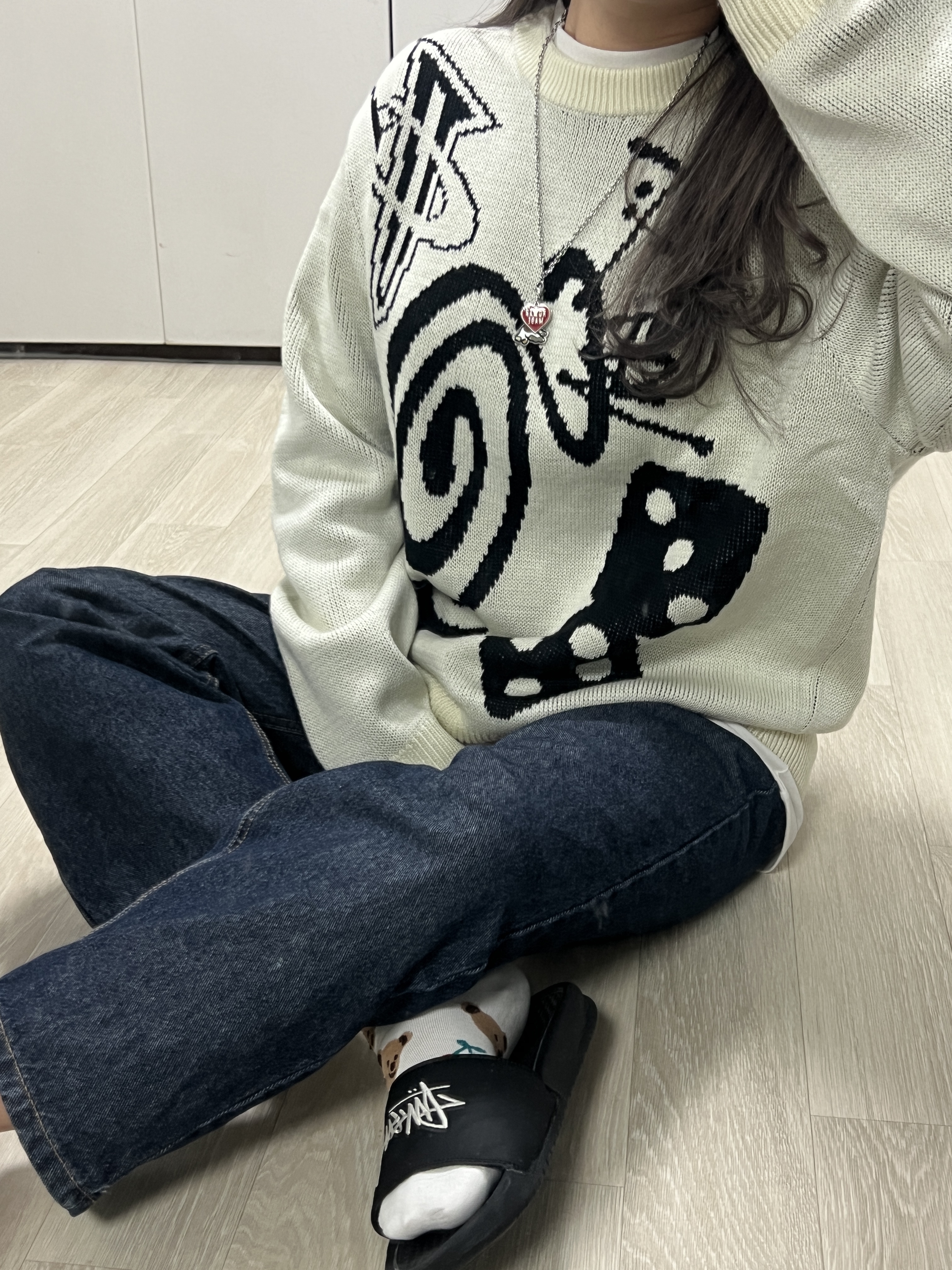 Nike x Stussy NRG LS Knit Sweater Fossil (DR2893-238) 착용 스타일 - 1
