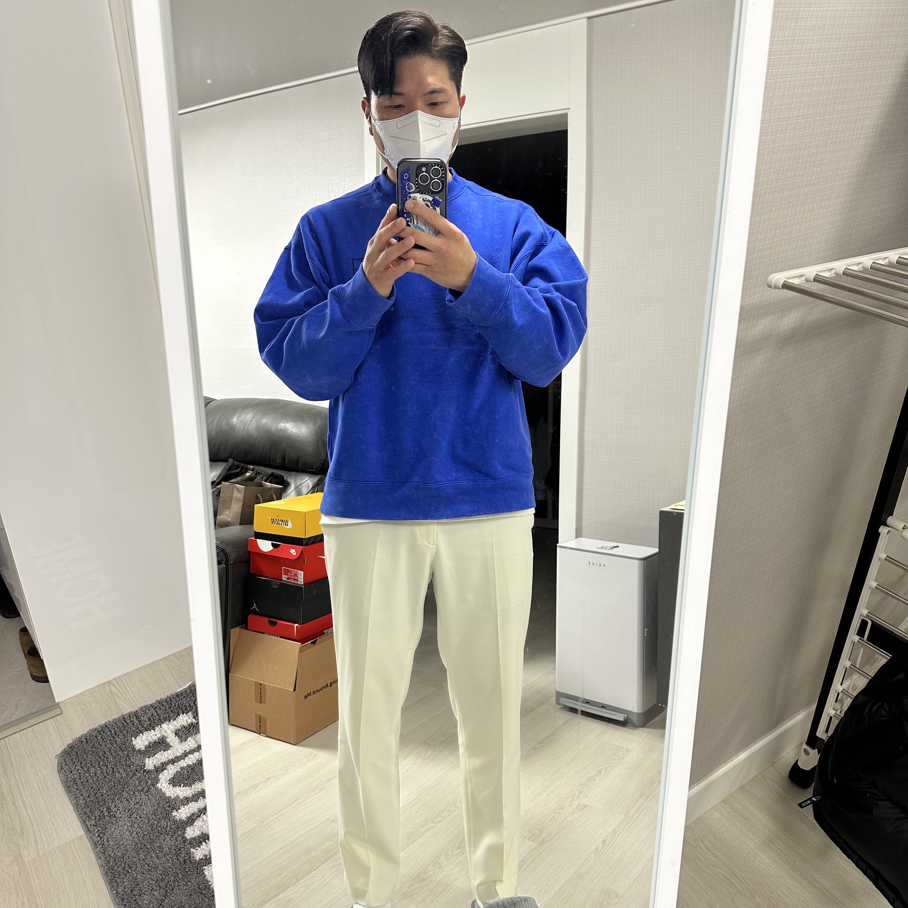 Nike x Stussy NRG Acid Washed Crewneck Game Royal (DR4024-480), Nike x Tom Sachs General Purpose Shoe Light Cream 착용 스타일 - 2