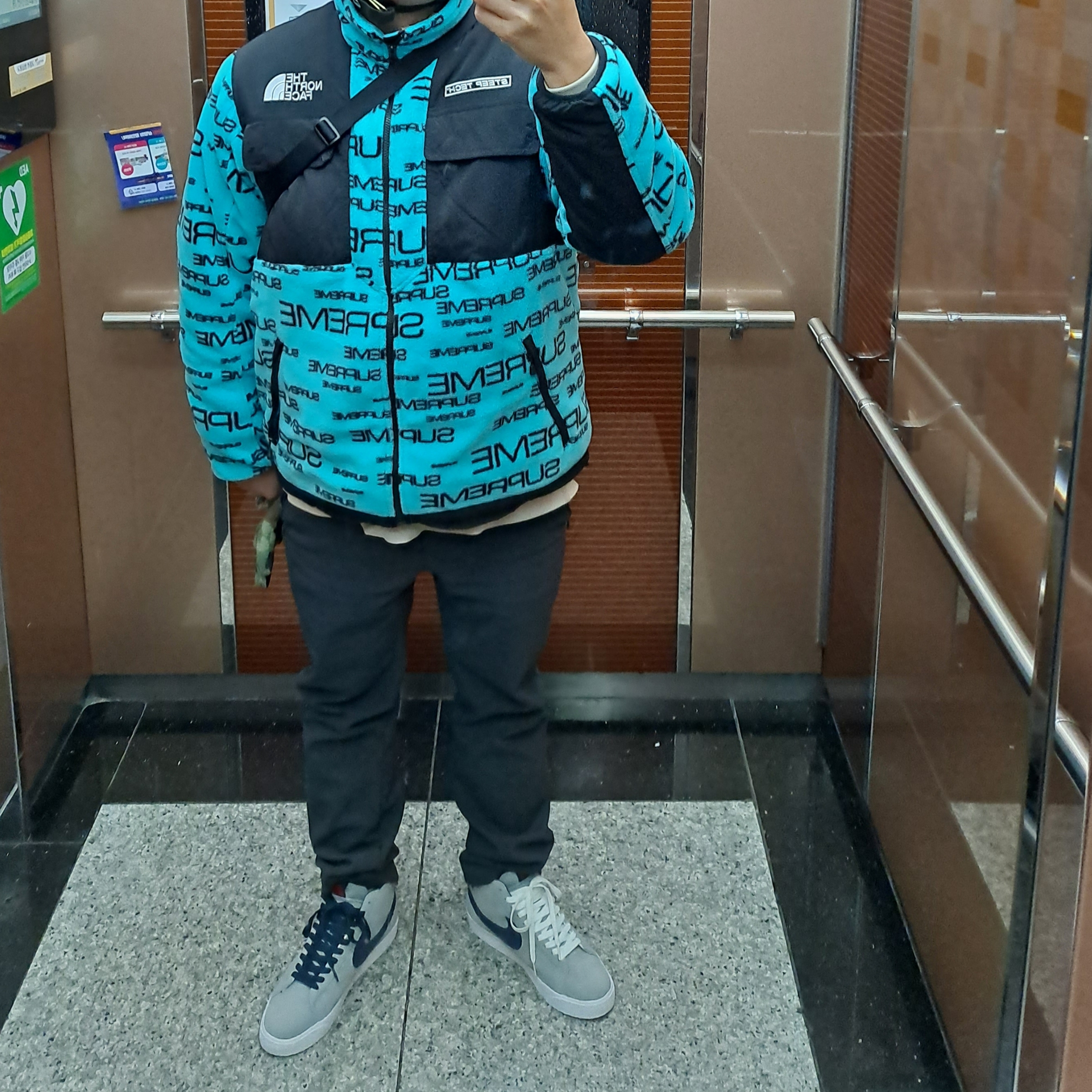 Supreme x The North Face Steep Tech Fleece Jacket Teal - 21FW 착용 스타일