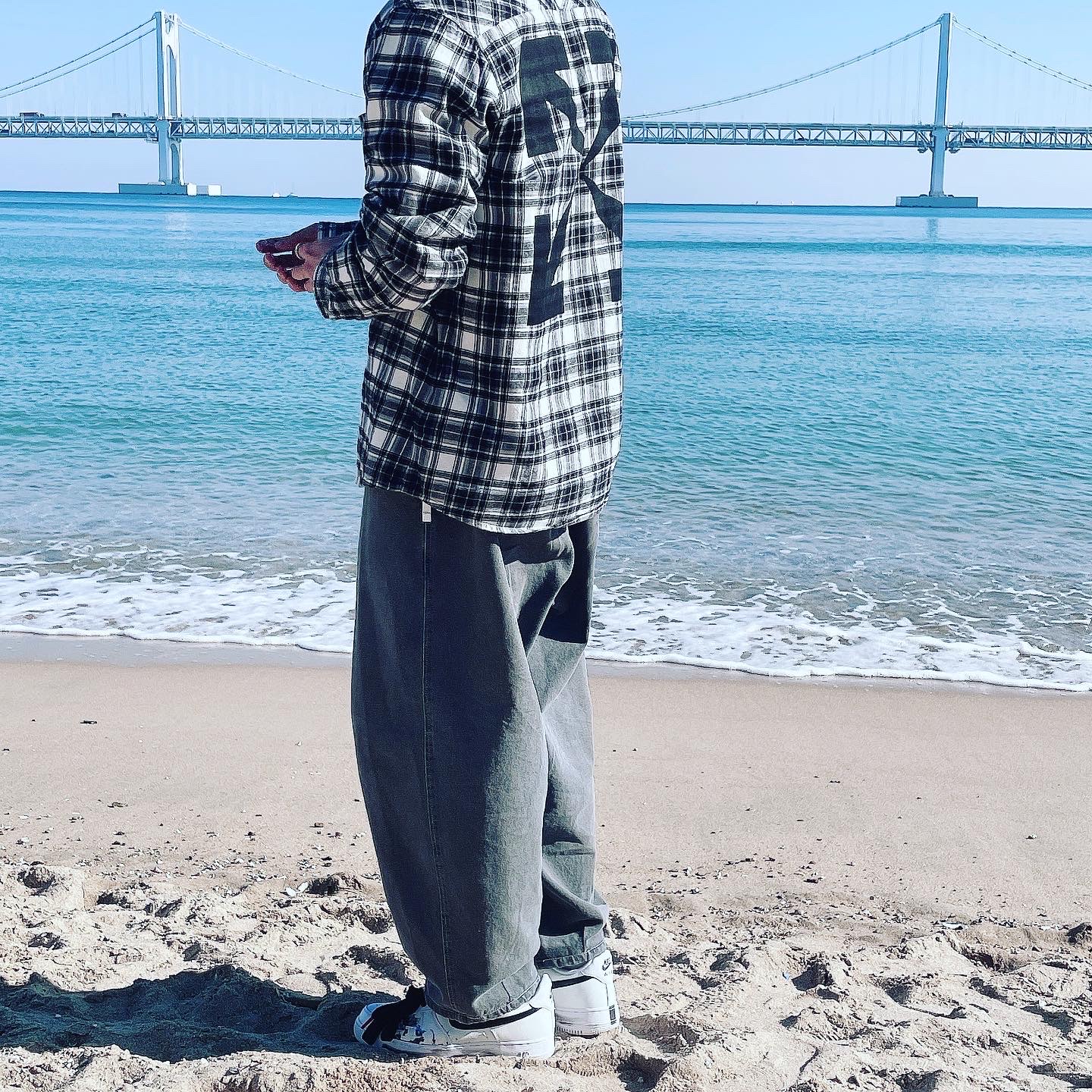 Nike x Peaceminusone Air Force 1 Low Para-Noise 2.0, Off-White Allover Check Flannel Arrow Shirt Black 착용 스타일 - 1