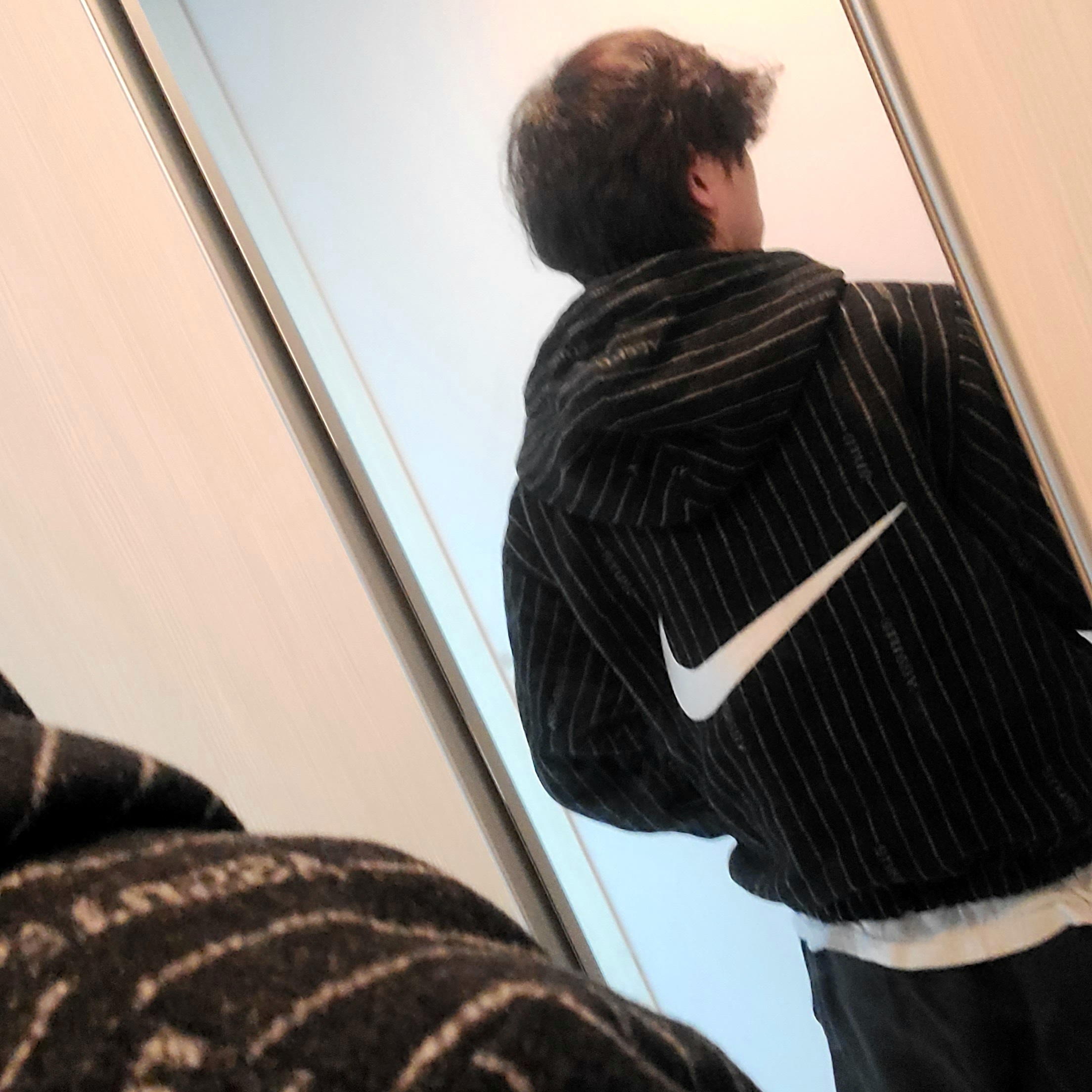 Nike x Stussy NRG Striped Wool Jacket Black (DR4023-010), Essentials 1977 Relaxed Sweatpants Iron - 22SS 착용 스타일 - 2