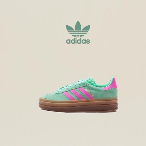(W) Adidas Gazelle Bold Pulse Mint Pink 착용 스타일 - 3
