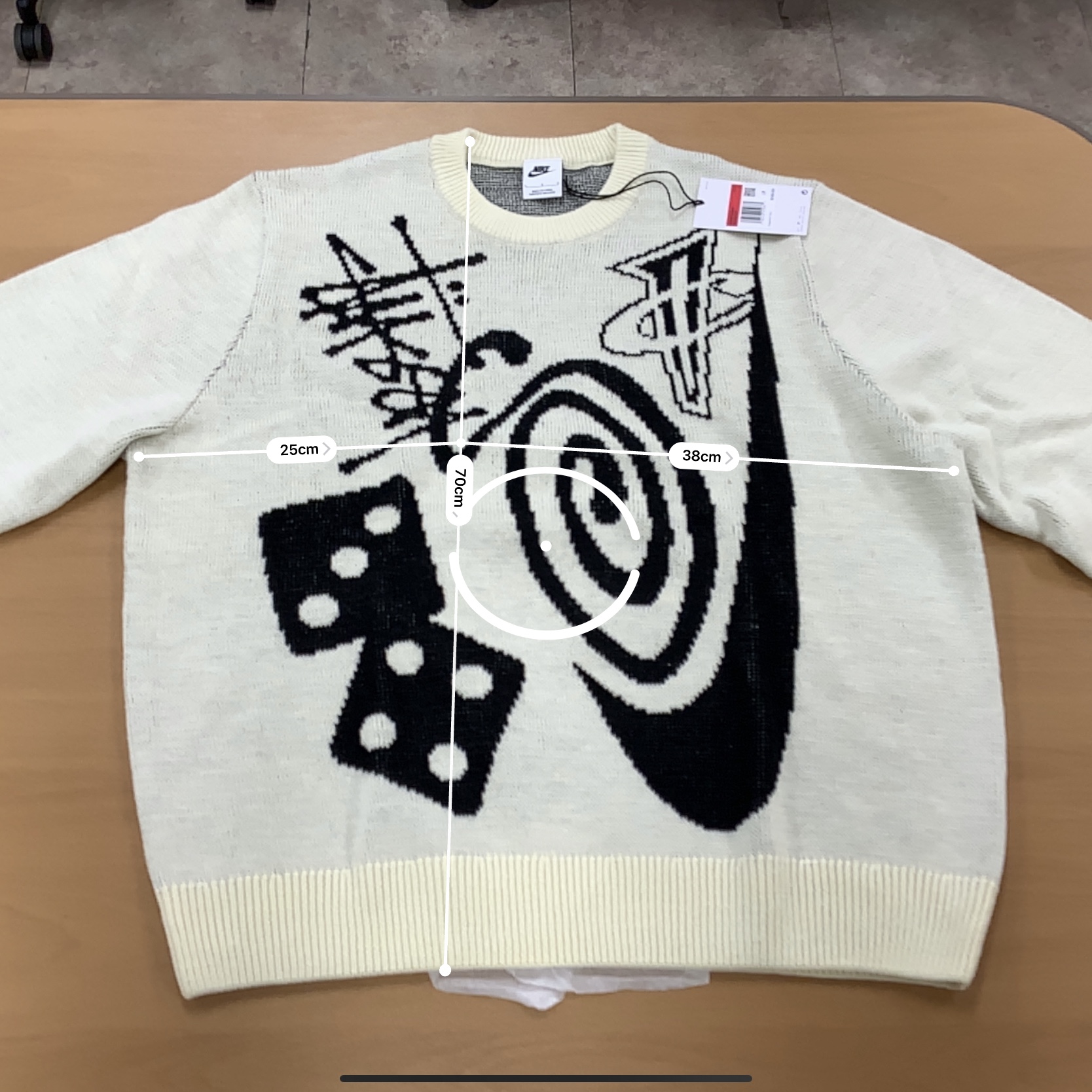 Nike x Stussy NRG LS Knit Sweater Fossil (DR2893-238), Maison Mihara Yasuhiro Blakey VL OG Sole Canvas Low-top Sneakers Black 착용 스타일 - 2