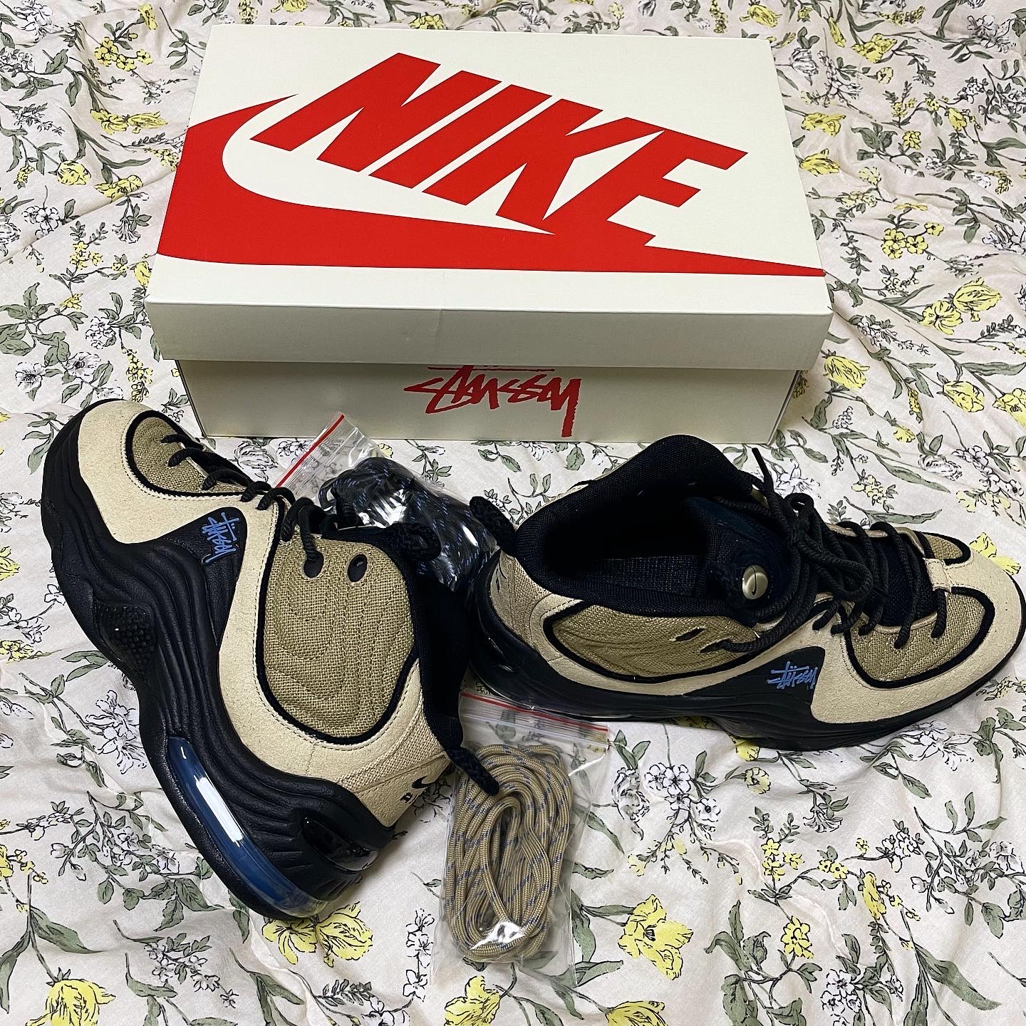 Nike x Stussy Air Penny II Rattan and Limestone 착용 스타일 - 1