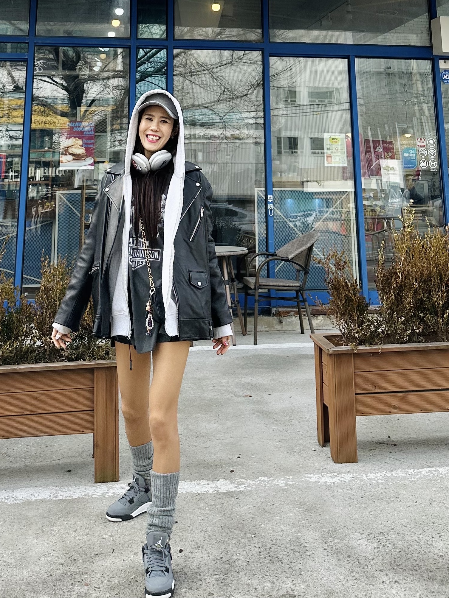 Jordan 4 Retro Cool Grey 2019, Stussy World Tour Zip Hoodie Ash Heather 2022 착용 스타일 - 3