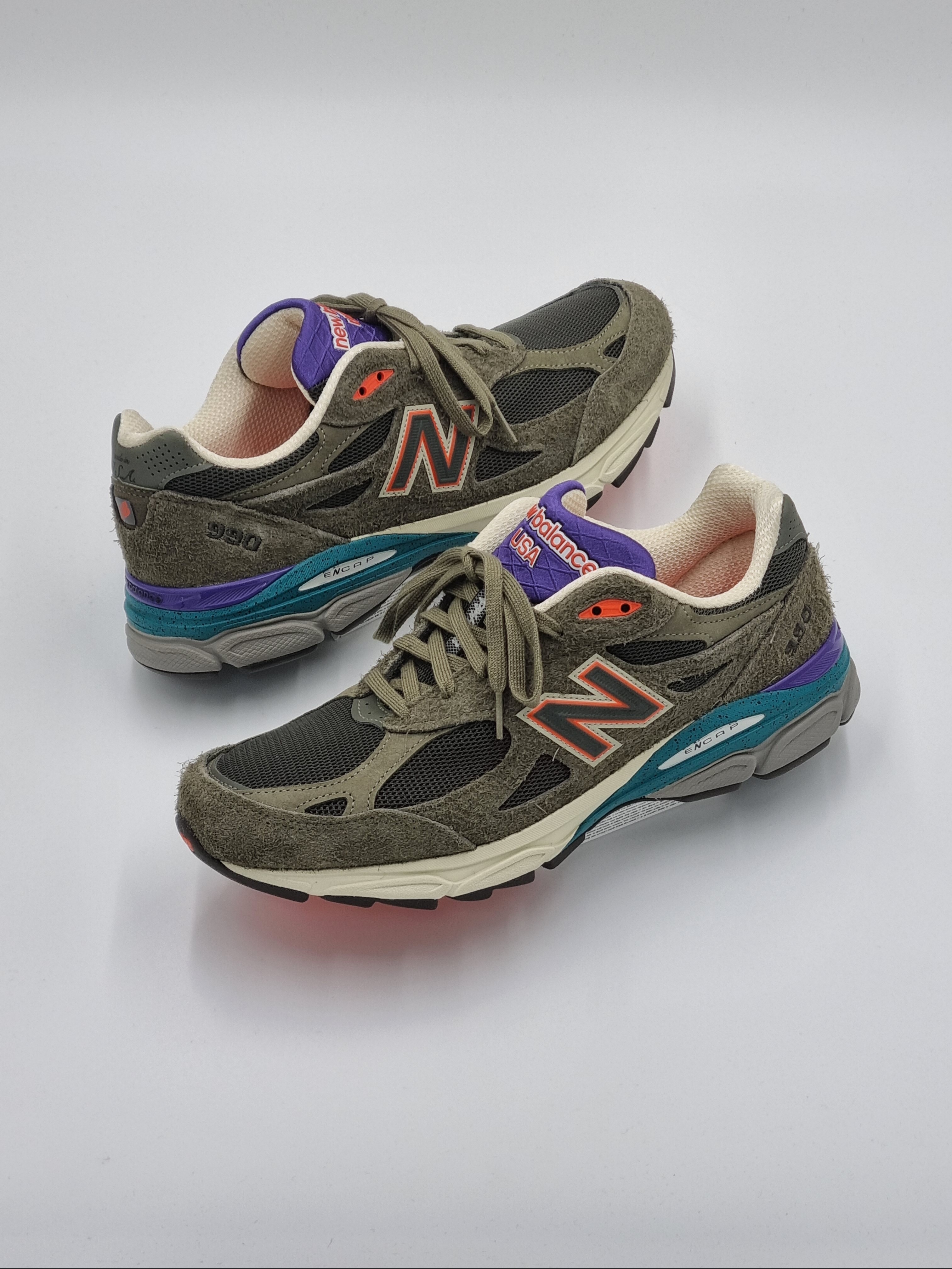 New Balance x YCMC 990v3 Made in USA Green Purple - YCMC Exclusive 착용 스타일