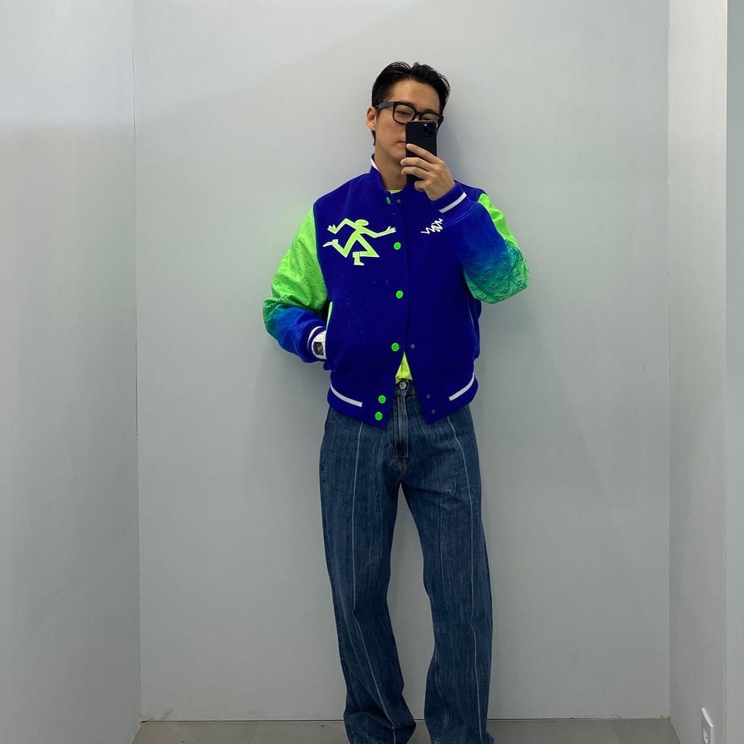 Louis Vuitton Mix Gradient Leather Bomber Heather Grey Blue 착용 스타일 - 2