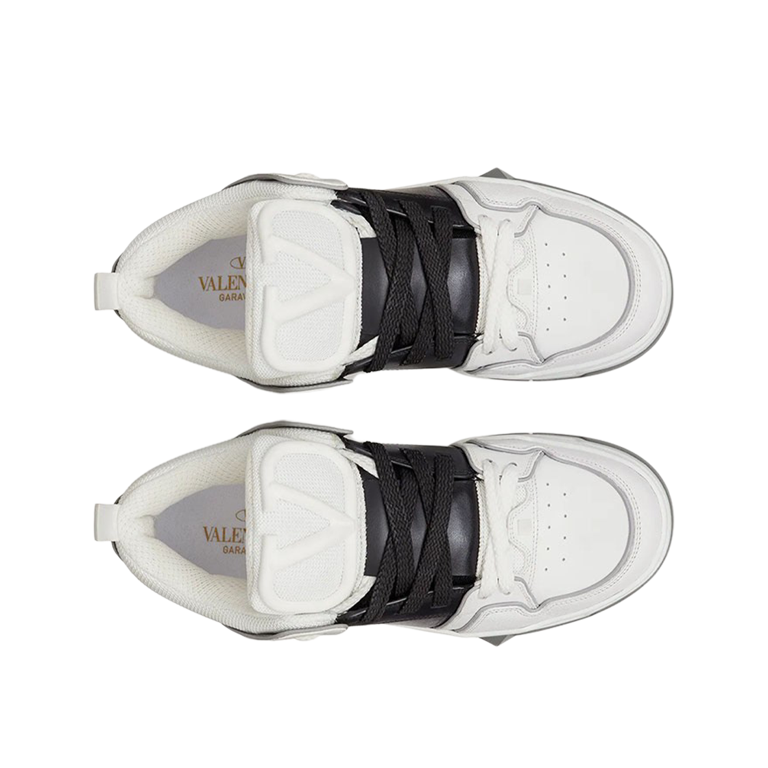 발렌티노 오픈 스케이트 카프스킨 & 패브릭 스니커즈 화이트 블랙(Valentino Open Skate Calfskin and Fabric Sneakers White Black) - 2