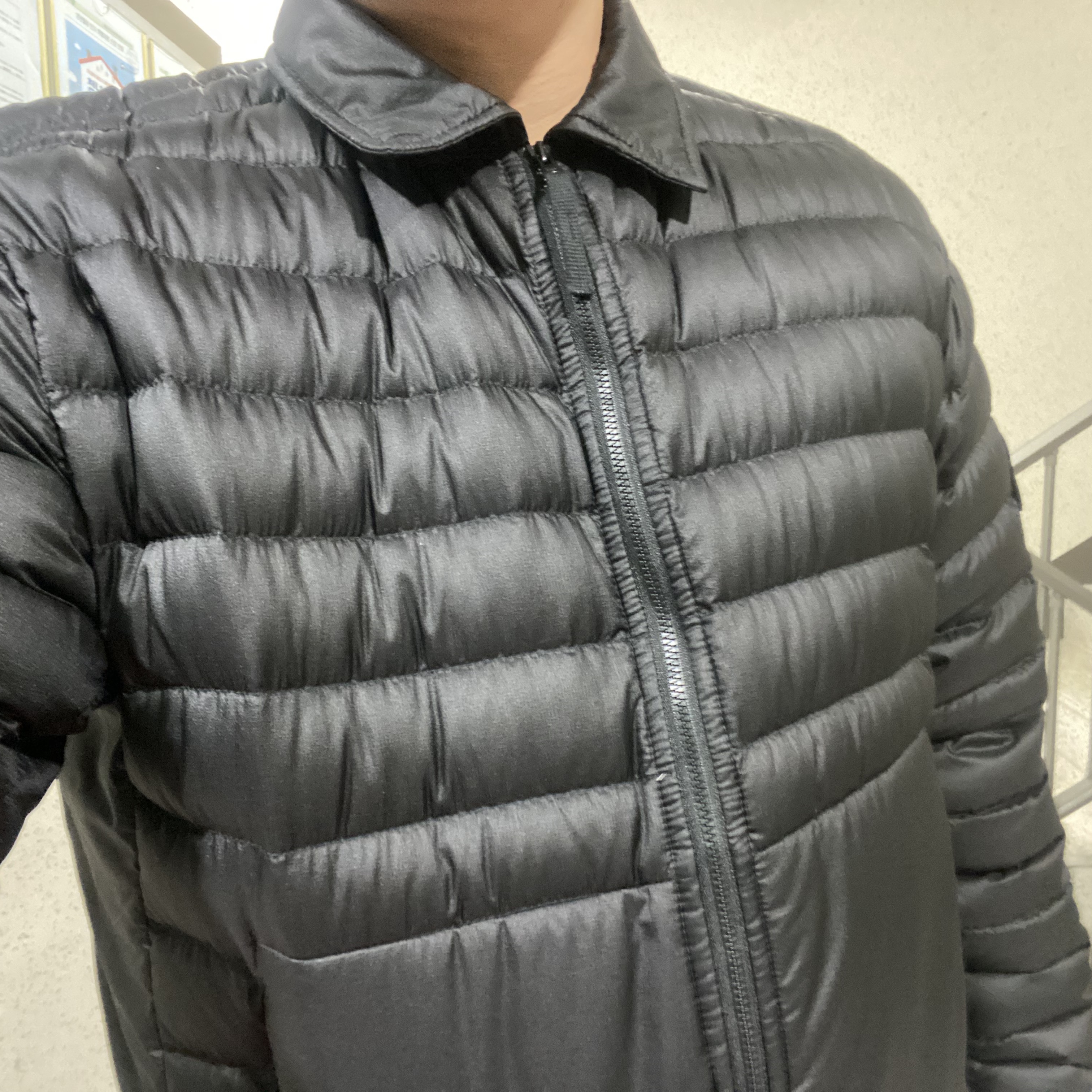 Stone Island 42124 Bio-Based Ripstop Nylon Light Down Shirt Jacket Black - 22SS 착용 스타일