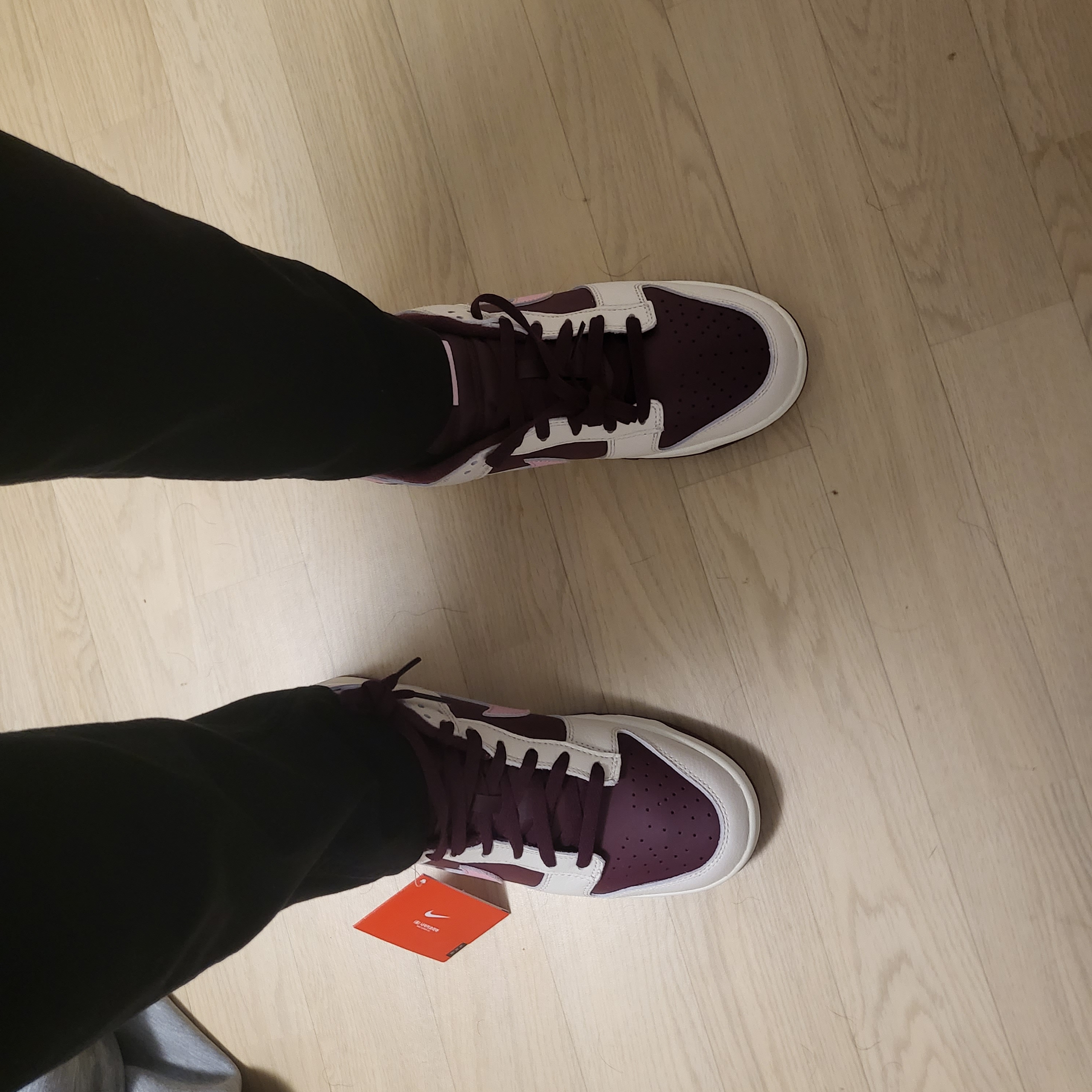 NIke Dunk Low Retro Night Maroon and Medium Soft Pink 착용 스타일 - 4