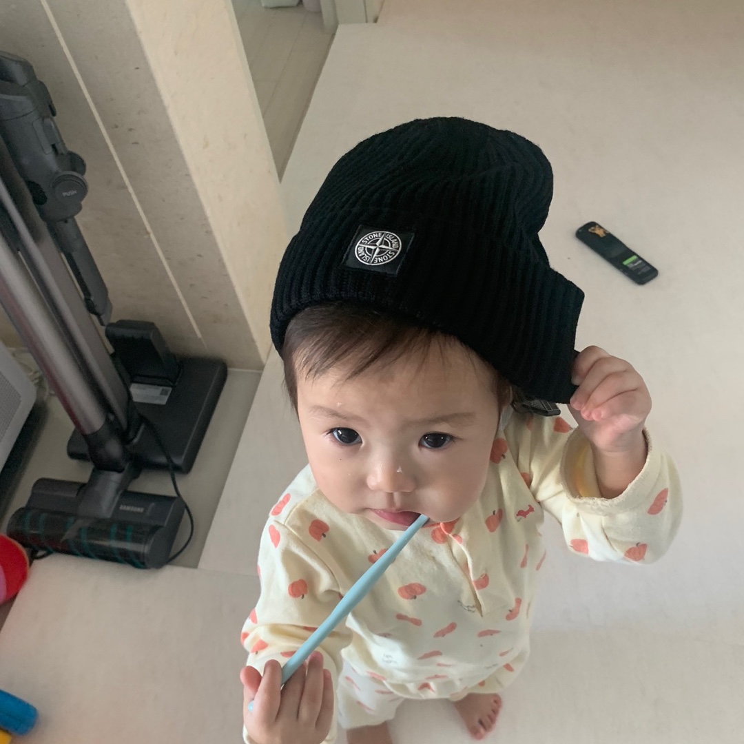 (Kids) Stone Island N07A5 Full Rib Pure Wool Beanie - 22FW 착용 스타일
