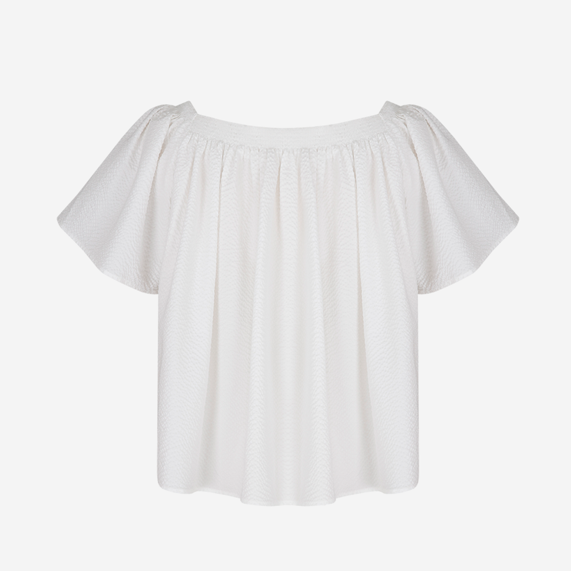 킨더살몬 우먼 웨이비 스모크드 블라우스 화이트(Kindersalmon Women Wavy Smocked Blouse White) - 2