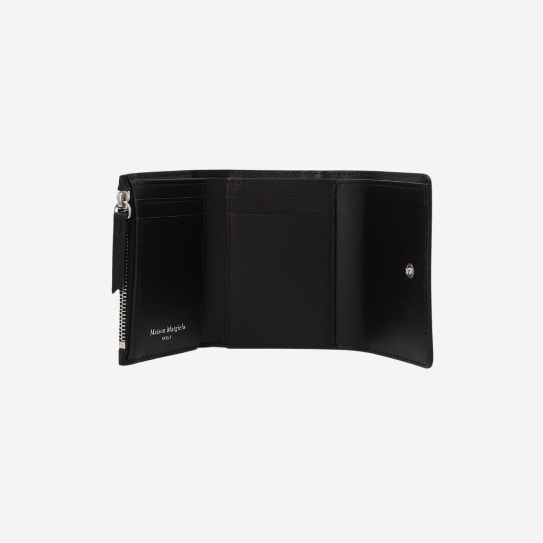 Maison Margiela Zip Compact Tri Fold Wallet Black