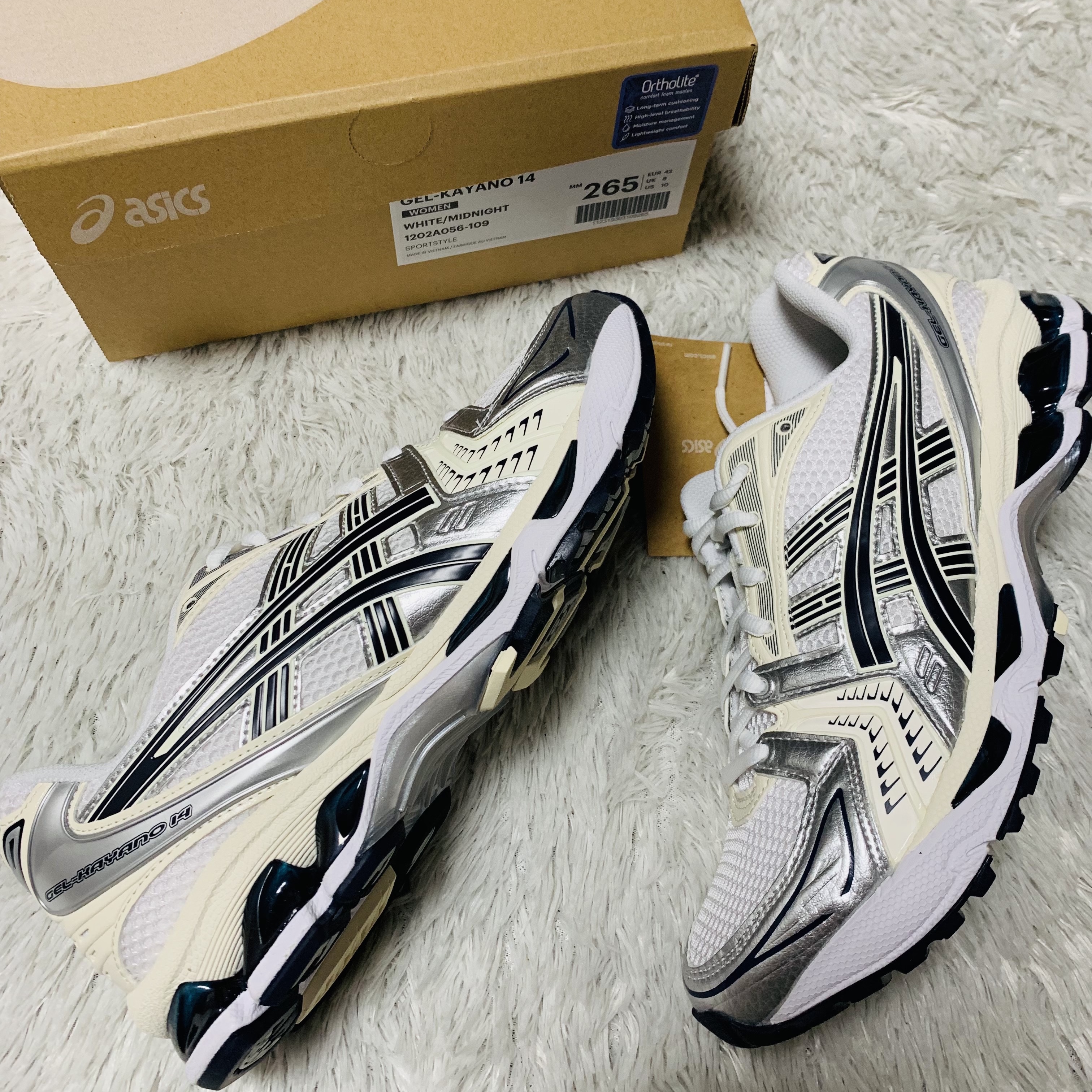 (W) Asics Gel-Kayano 14 White Midnight 착용 스타일