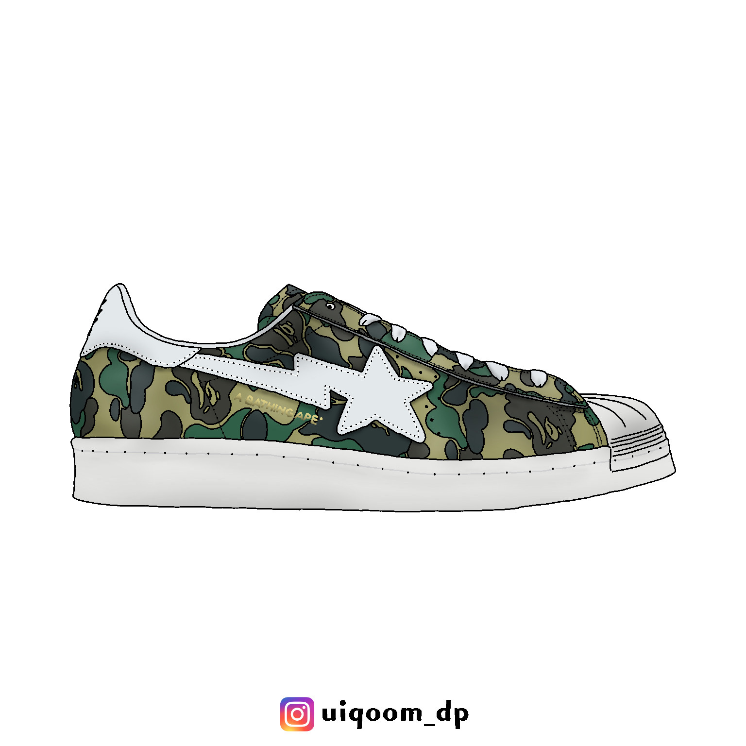 Adidas x BAPE Superstar 80s Green Camo 착용 스타일