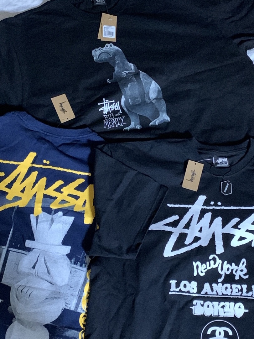 Stussy Tour T-Shirt Black, Stussy Big & Meaty Pigment Dyed T-Shirt Black 착용 스타일