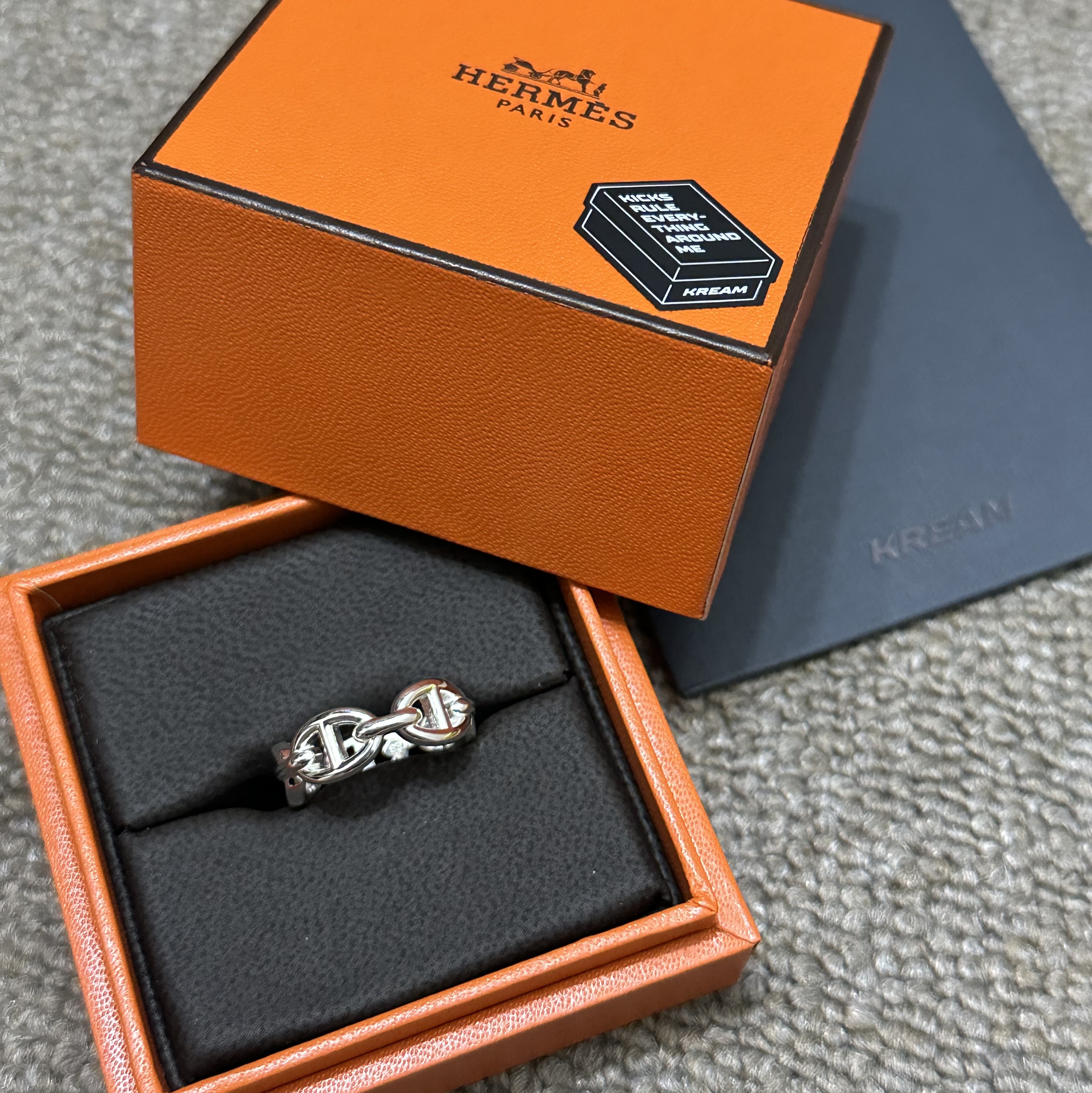 (W) Hermes Small Chaine D'Ancre Enchainee Ring Sterling Silver 착용 스타일