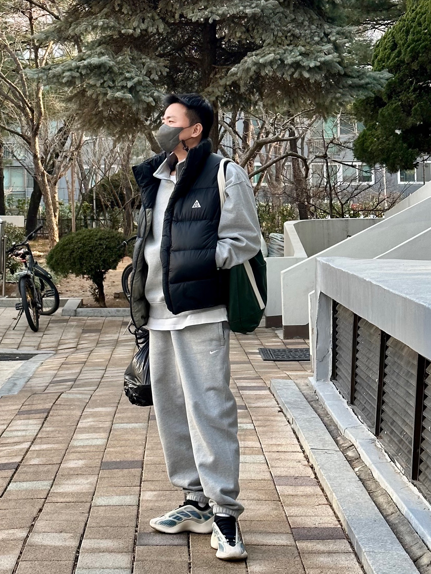 Nike NRG Solo Swoosh Heavy Weight BB Quarter Zip Top Dark Grey Heather - Asia, Nike NRG Solo Swoosh Fleece Pants Dark Grey Heather - Asia 착용 스타일