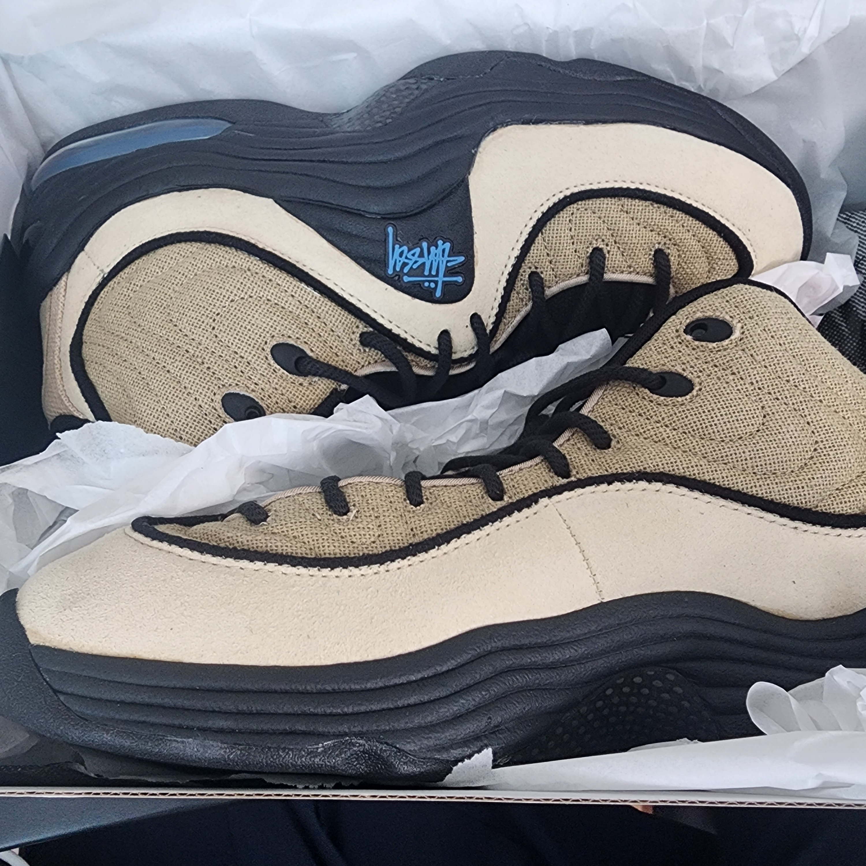 Nike x Stussy Air Penny II Rattan and Limestone 착용 스타일
