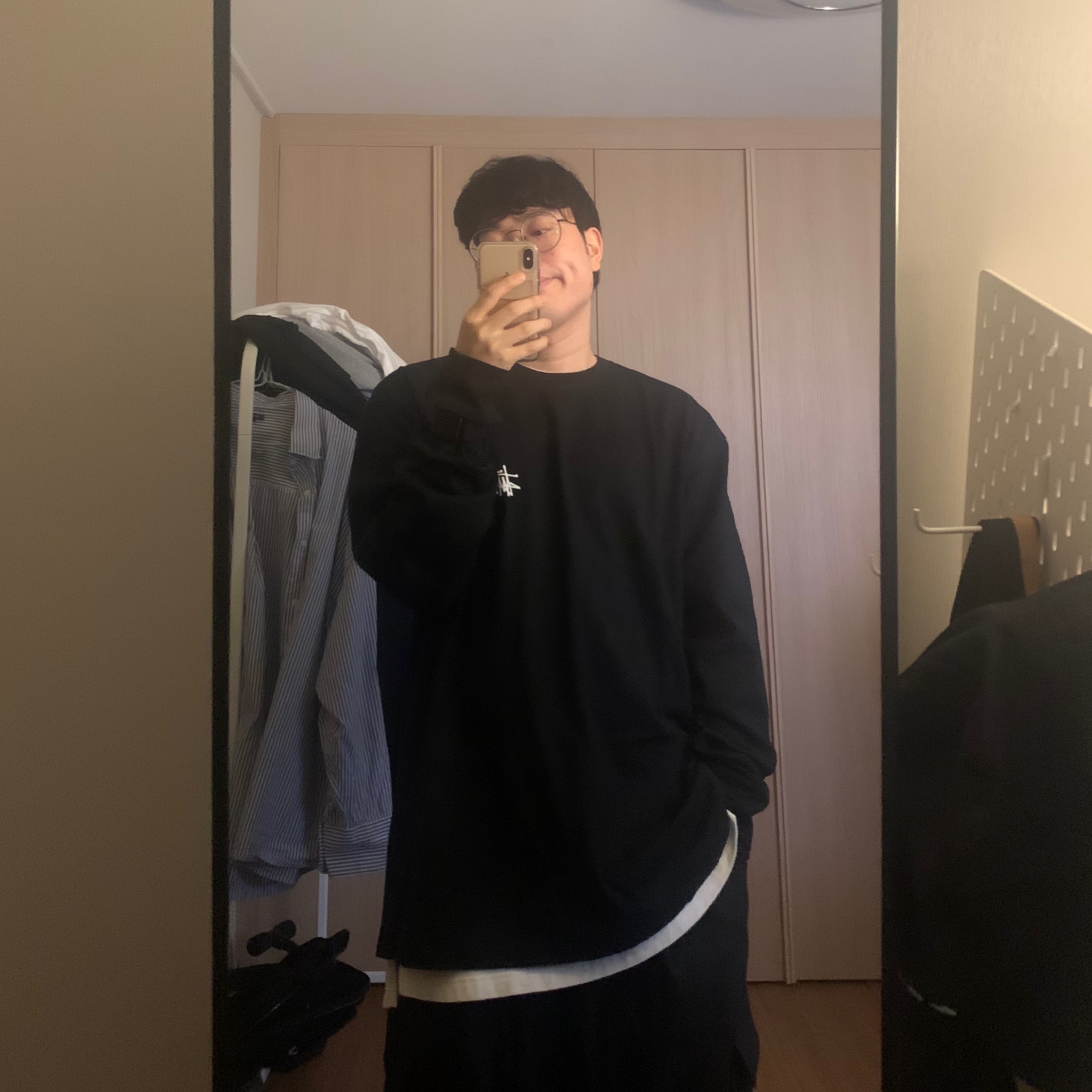 Stussy Basic Stussy LS T-Shirt Black 2022 착용 스타일