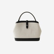 Kindersalmon Women Mini Leather Trimmed Canvas Crossbody Ecru