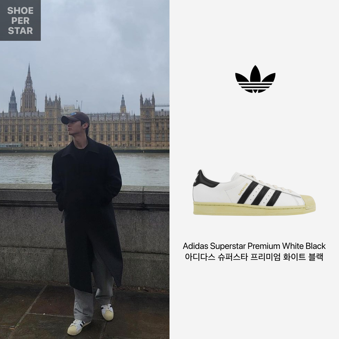 Adidas Superstar Premium White Black 착용 스타일 - 1