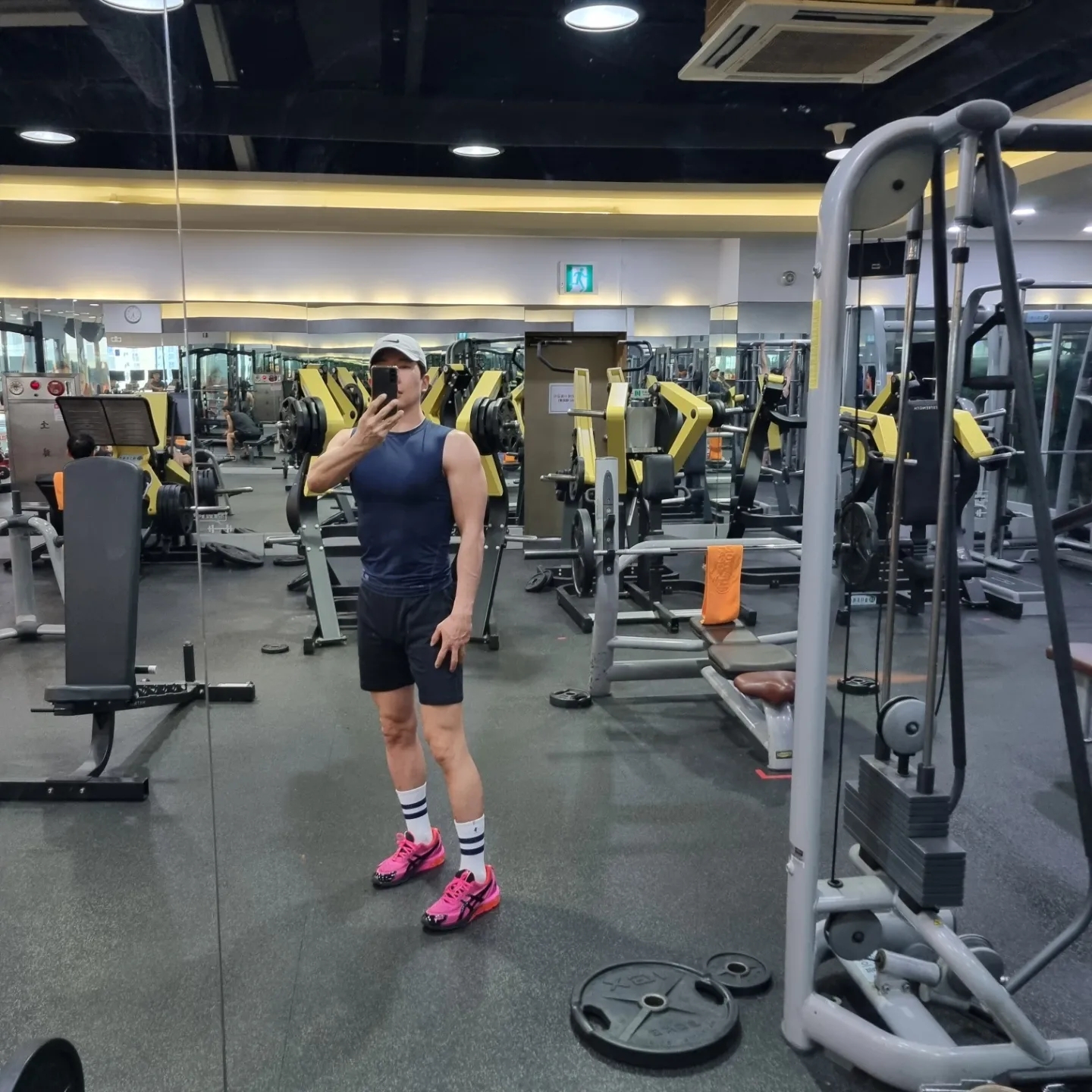 (W) Asics x P.E Nation Gel-Quantum 180 VII Pink Glo Black 착용 스타일 - 1